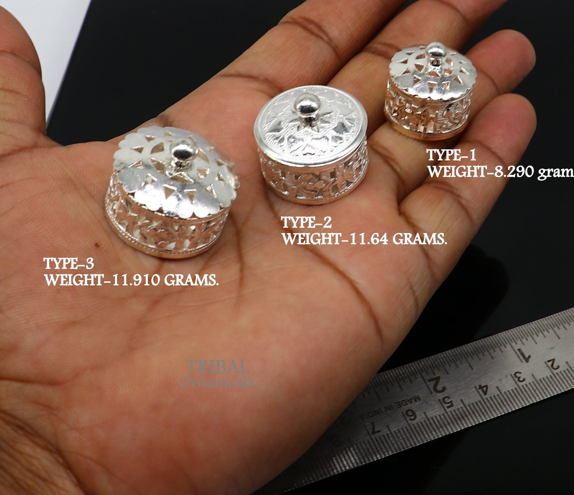 Exclusive small kapoor holding box or perfune attar holding box 925 sterling silver trinket box, container box, small jewelry box, SU1025 - TRIBAL ORNAMENTS