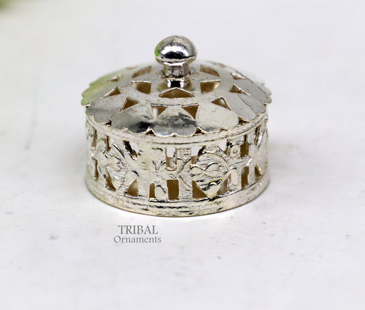 Exclusive small kapoor holding box or perfune attar holding box 925 sterling silver trinket box, container box, small jewelry box, SU1025 - TRIBAL ORNAMENTS