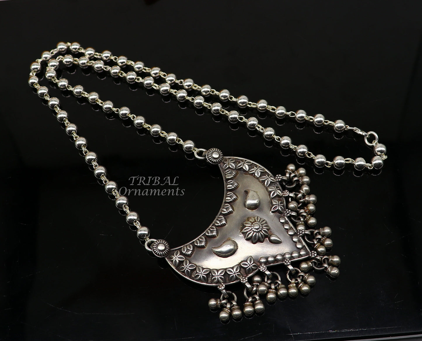 925 sterling silver handmade 5.5mm beaded long necklace with unique design traditional cultural trendy functional necklace jewelry set543 - TRIBAL ORNAMENTS