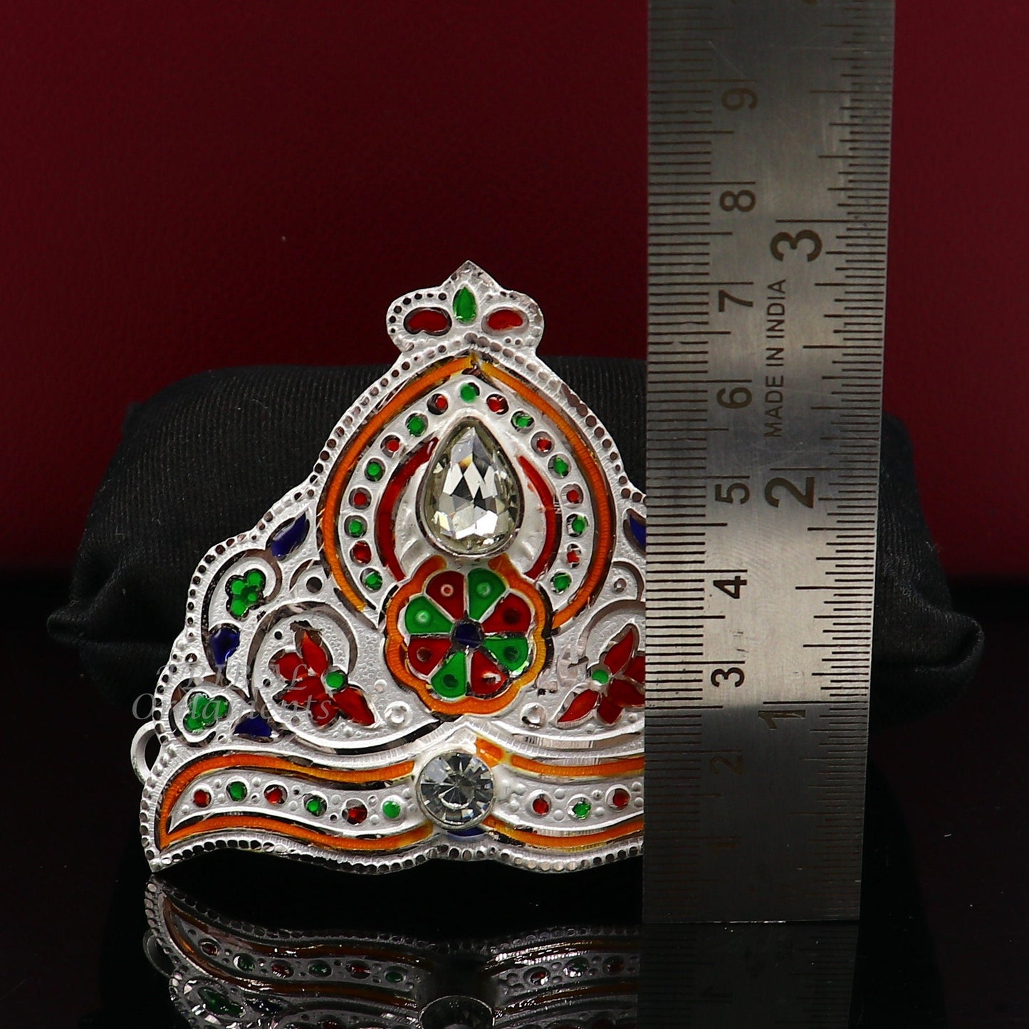 Mukut for All idols 925 sterling silver vintage enamel work design handmade mukut (crown), amazing silver god crown mukut art su1002 - TRIBAL ORNAMENTS