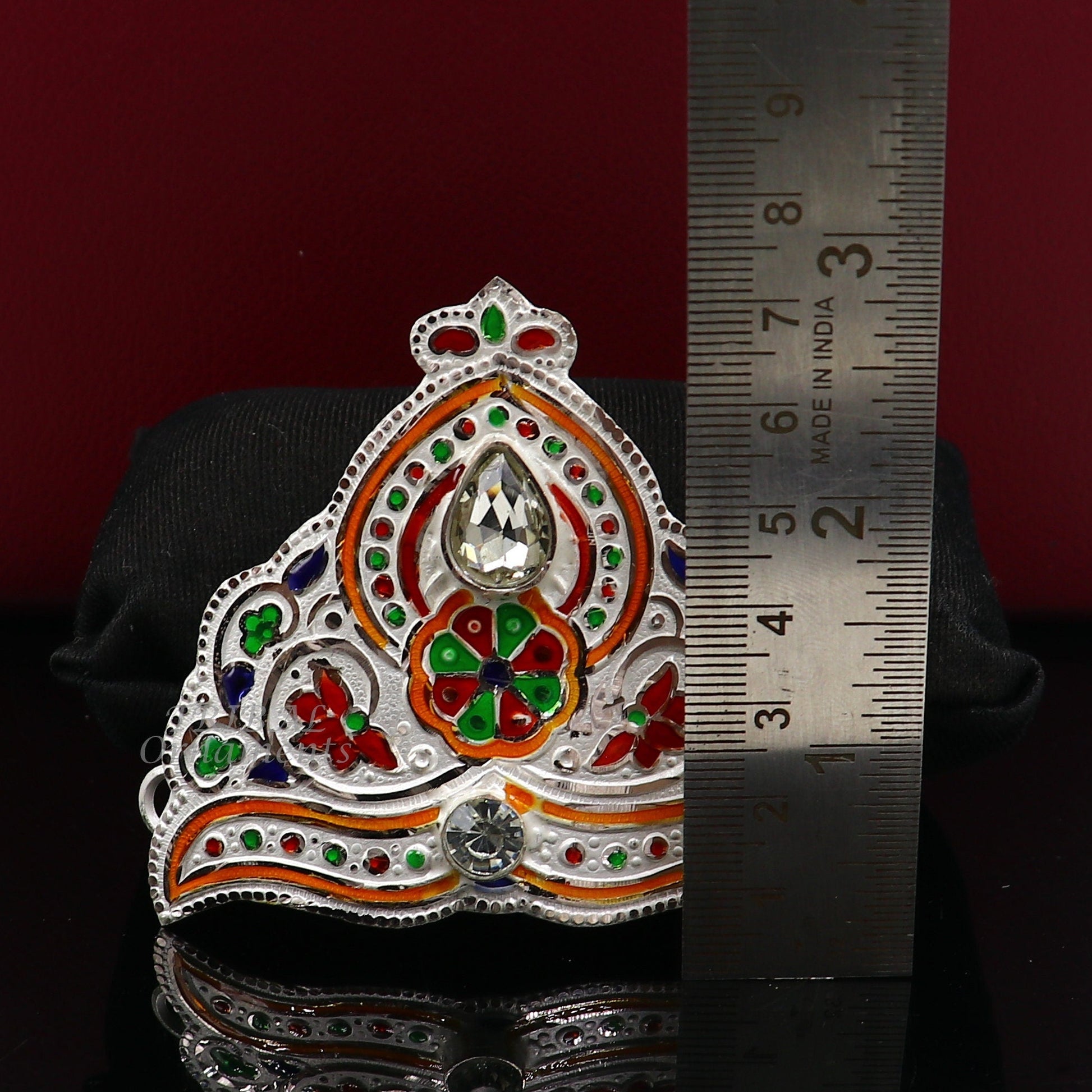 Mukut for All idols 925 sterling silver vintage enamel work design handmade mukut (crown), amazing silver god crown mukut  art su1002 - TRIBAL ORNAMENTS