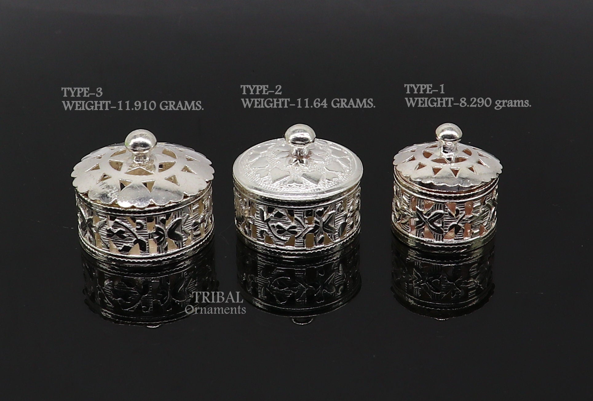 Exclusive small kapoor holding box or perfune attar holding box 925 sterling silver trinket box, container box, small jewelry box, SU1025 - TRIBAL ORNAMENTS
