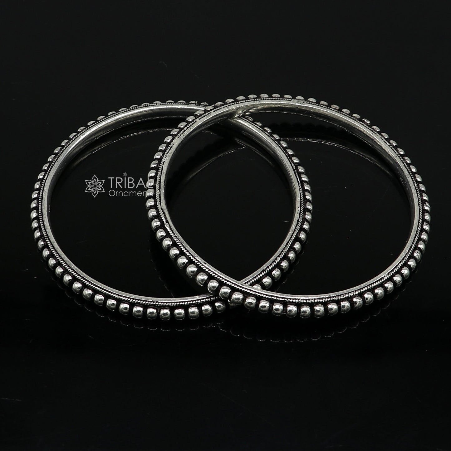 925 sterling silver amazing silver beaded bangle bracelet, excellent oxidized silver bangle/ kangan set delicate jewelry belly dance nba377 - TRIBAL ORNAMENTS