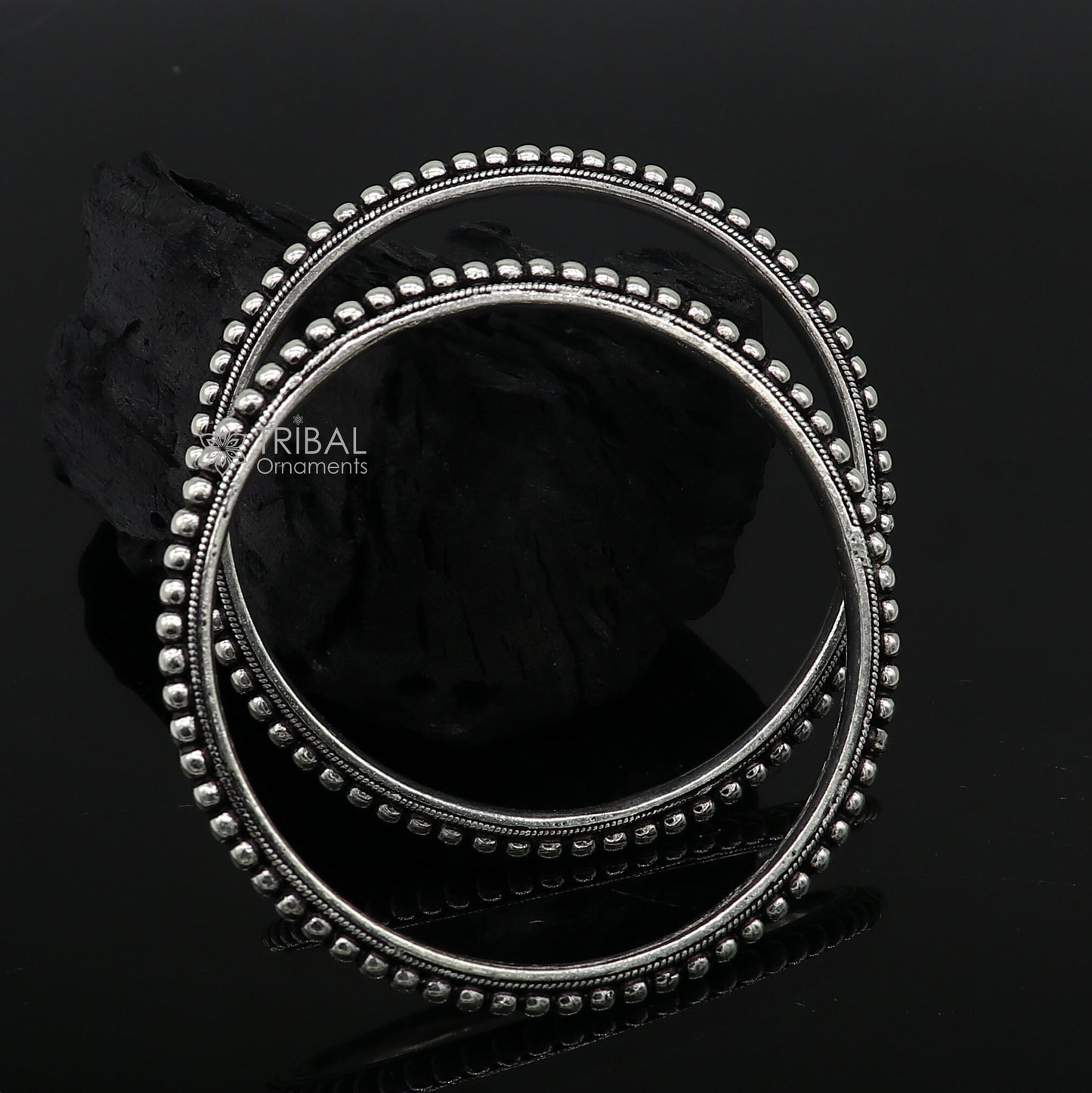 925 sterling silver amazing silver beaded bangle bracelet, excellent oxidized silver bangle/ kangan set delicate jewelry belly dance nba377 - TRIBAL ORNAMENTS
