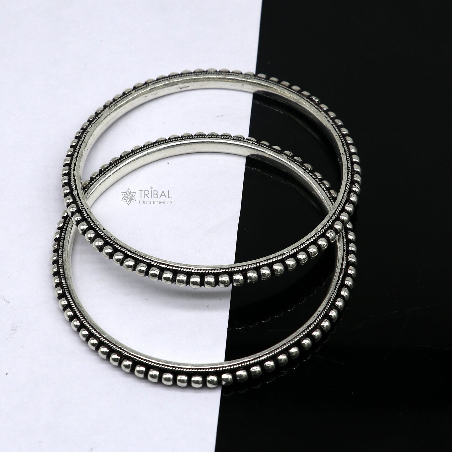 925 sterling silver amazing silver beaded bangle bracelet, excellent oxidized silver bangle/ kangan set delicate jewelry belly dance nba377 - TRIBAL ORNAMENTS