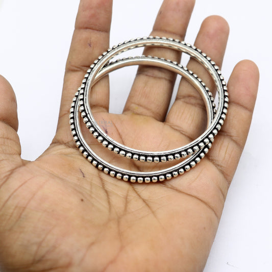 925 sterling silver amazing silver beaded bangle bracelet, excellent oxidized silver bangle/ kangan set delicate jewelry belly dance nba377 - TRIBAL ORNAMENTS