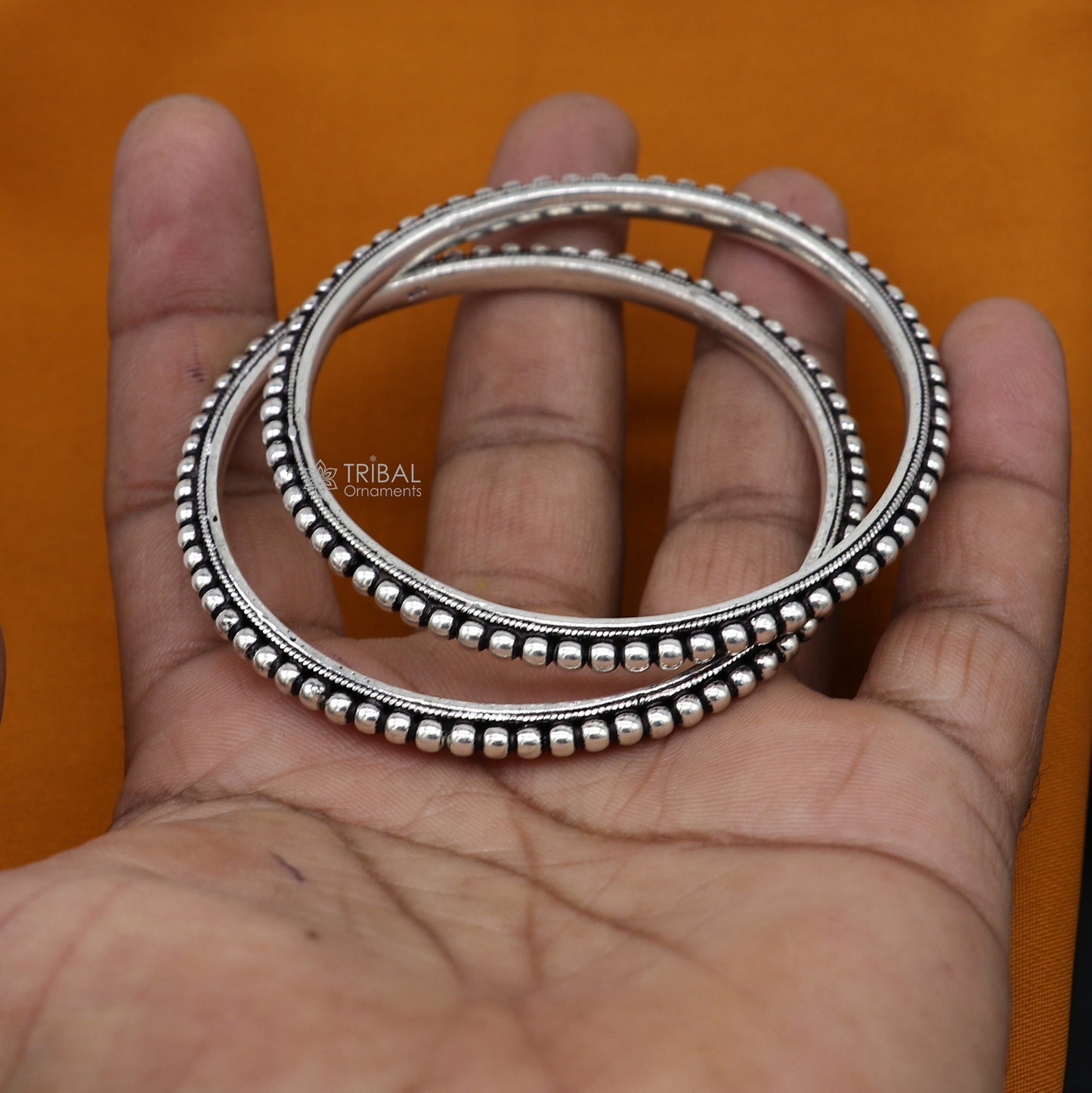 925 sterling silver amazing silver beaded bangle bracelet, excellent oxidized silver bangle/ kangan set delicate jewelry belly dance nba377 - TRIBAL ORNAMENTS