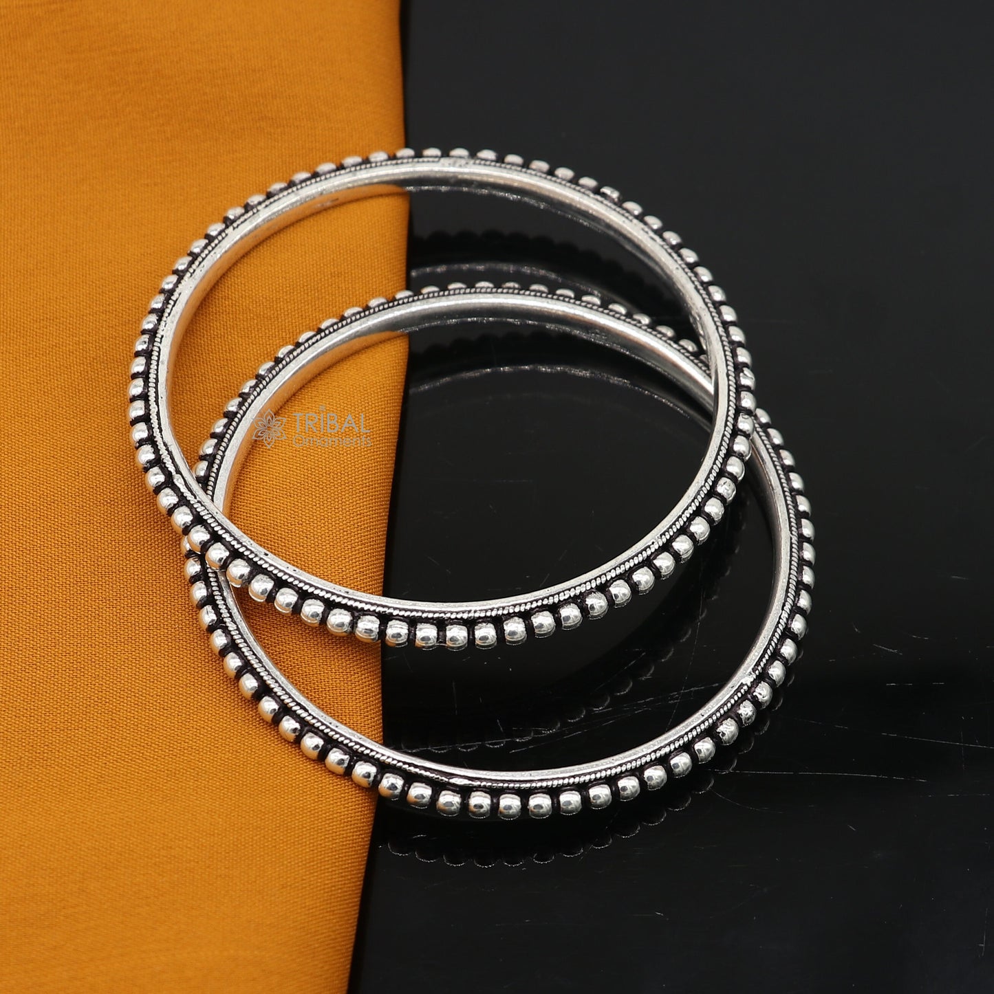 925 sterling silver amazing silver beaded bangle bracelet, excellent oxidized silver bangle/ kangan set delicate jewelry belly dance nba377 - TRIBAL ORNAMENTS