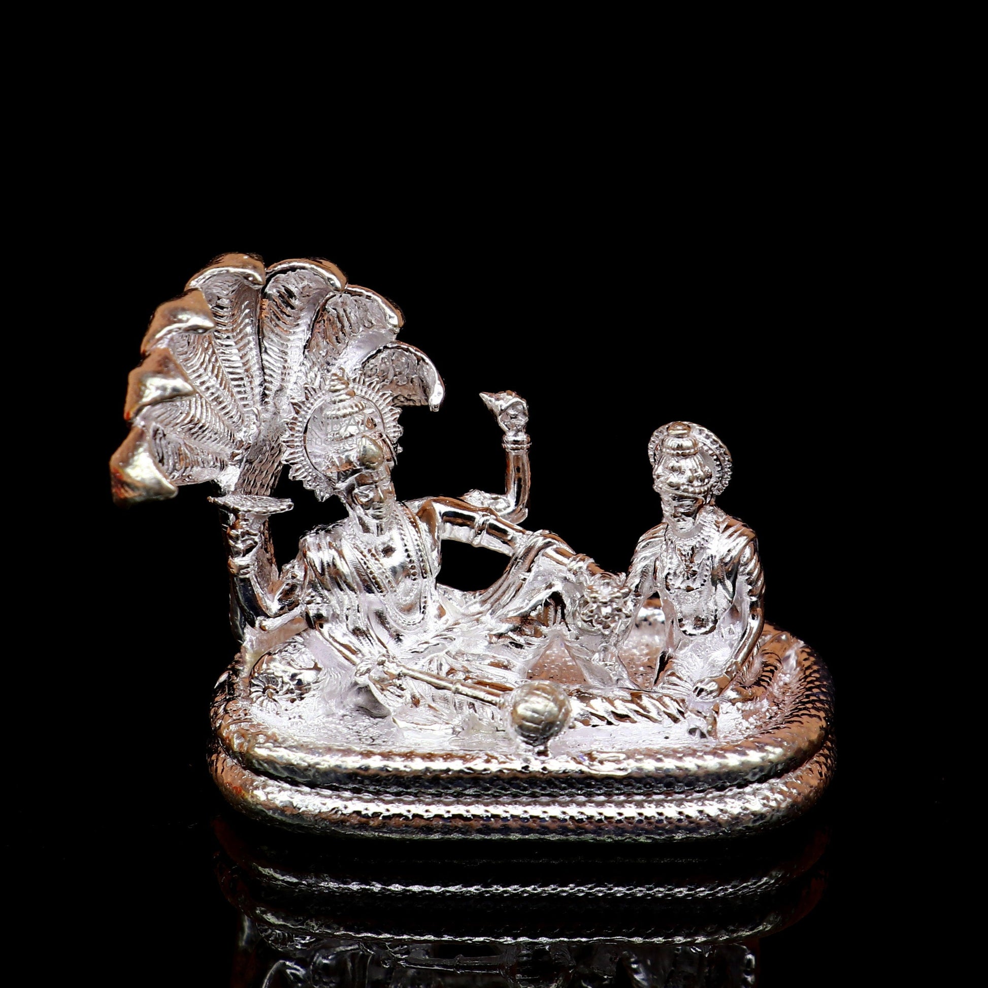 925 sterling silver lord Vishnu Narayana with lakshmi statue or Murti , amazing Stunning diwali puja worshipping figurine art art722 - TRIBAL ORNAMENTS