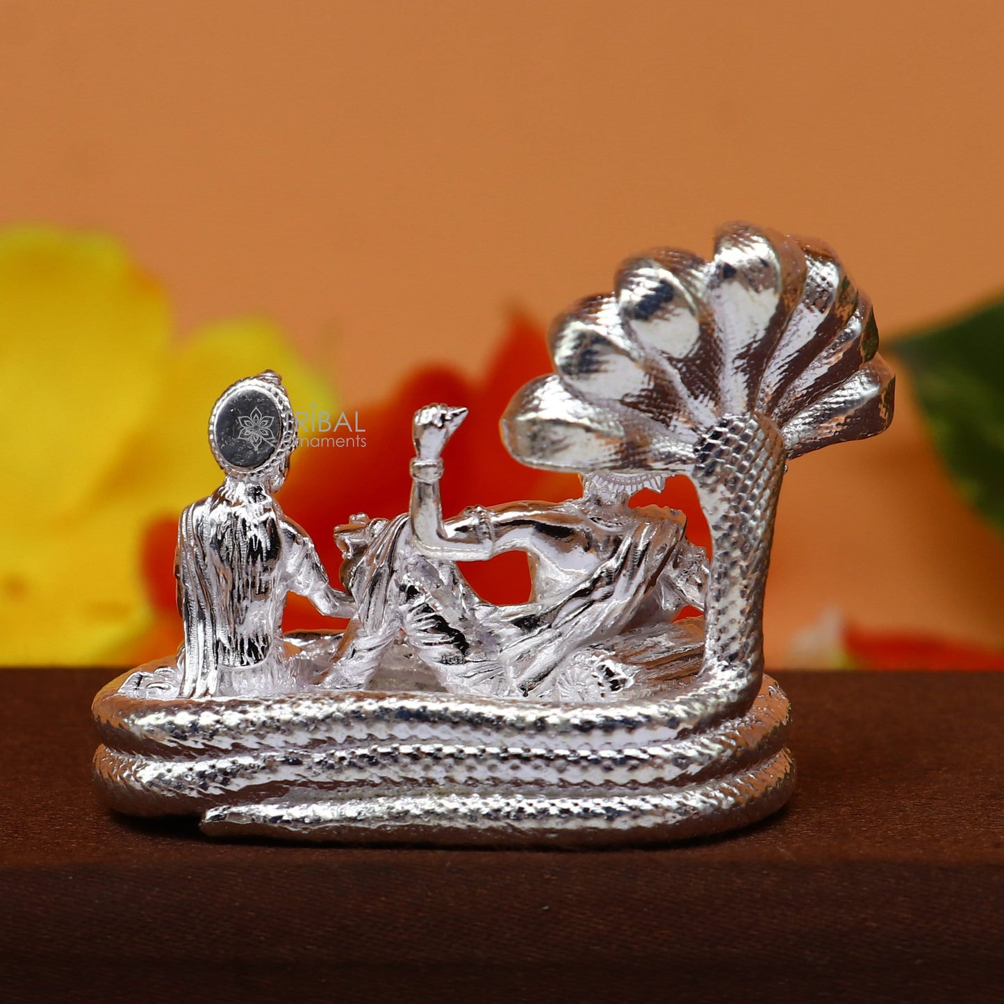 925 sterling silver lord Vishnu Narayana with lakshmi statue or Murti , amazing Stunning diwali puja worshipping figurine art art722 - TRIBAL ORNAMENTS