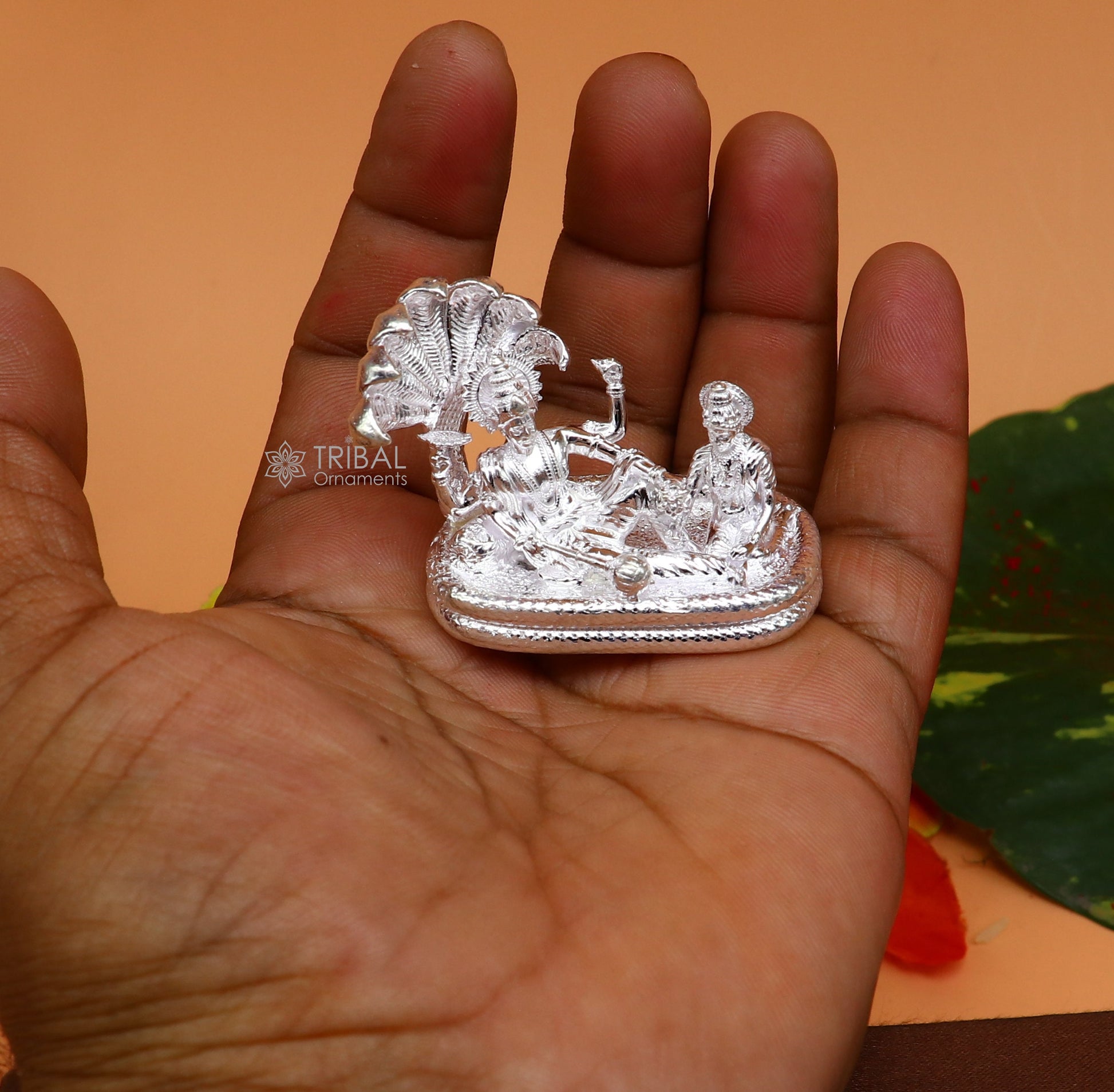 925 sterling silver lord Vishnu Narayana with lakshmi statue or Murti , amazing Stunning diwali puja worshipping figurine art art722 - TRIBAL ORNAMENTS