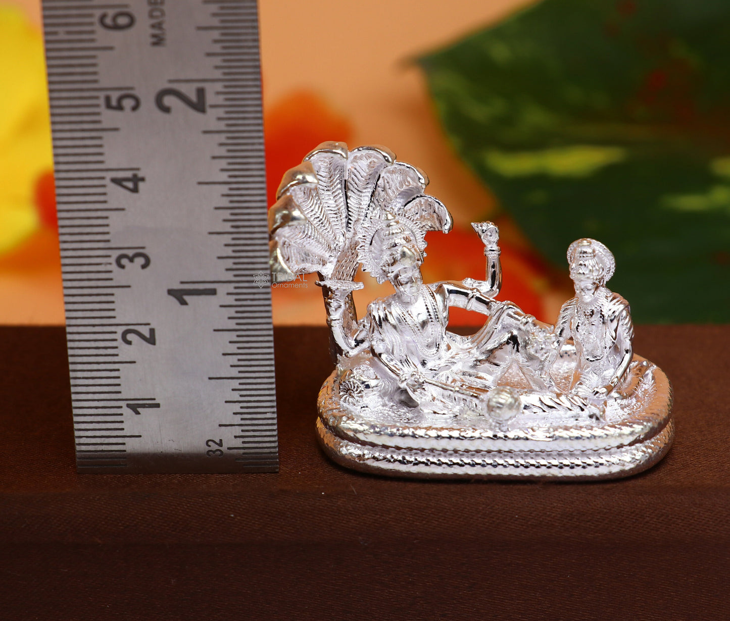 925 sterling silver lord Vishnu Narayana with lakshmi statue or Murti , amazing Stunning diwali puja worshipping figurine art art722 - TRIBAL ORNAMENTS