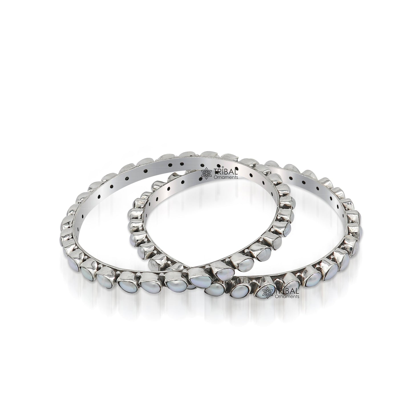 925 sterling silver handmade natural pearls bangle, excellent girls gifting bangle bracelet, stylish fancy functional jewelry nba0385 - TRIBAL ORNAMENTS