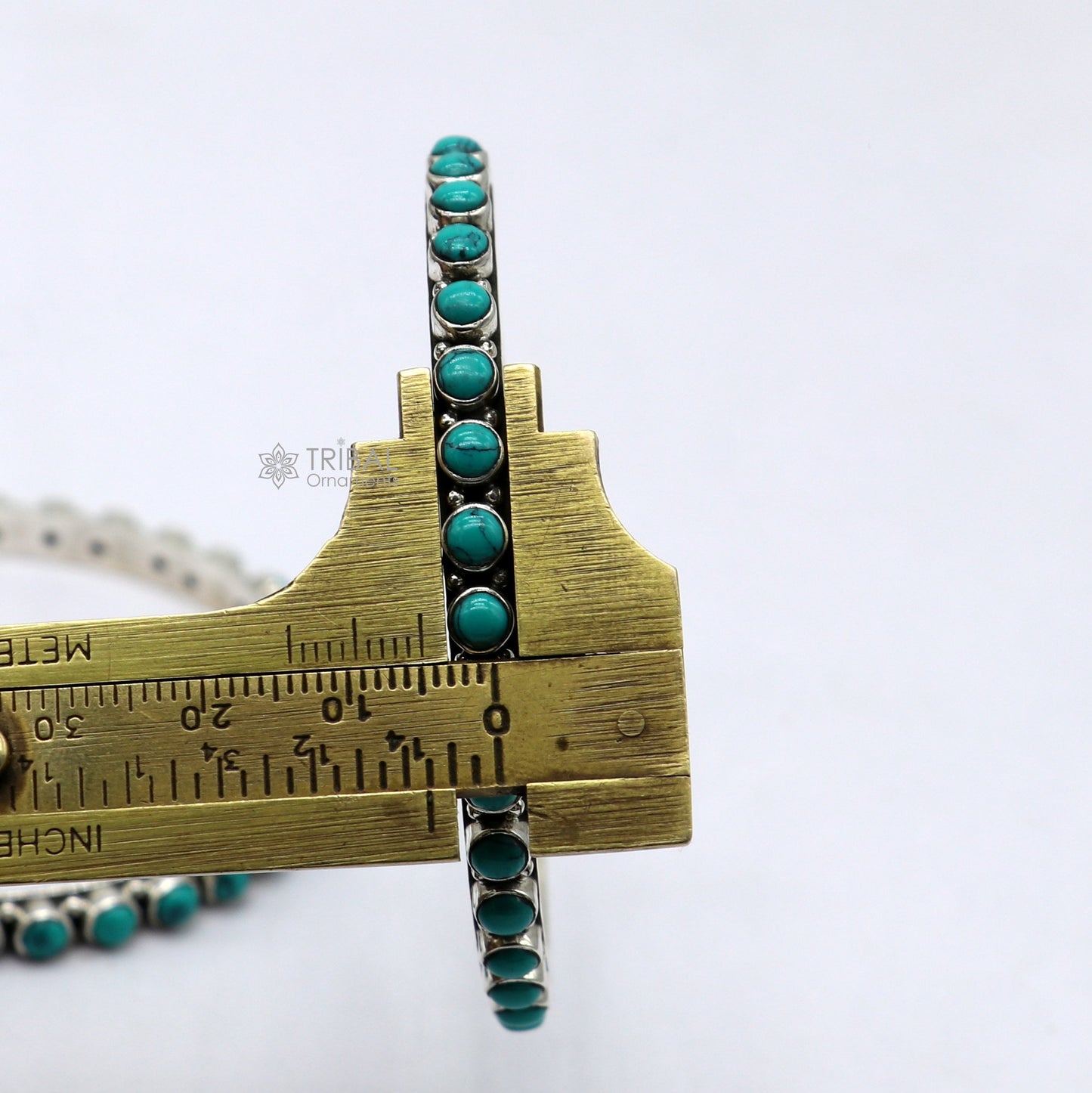 925 sterling silver vintage Waved design turquoise stone bangle bracelet kada, best gift for brides ethnic jewelry nba418 - TRIBAL ORNAMENTS
