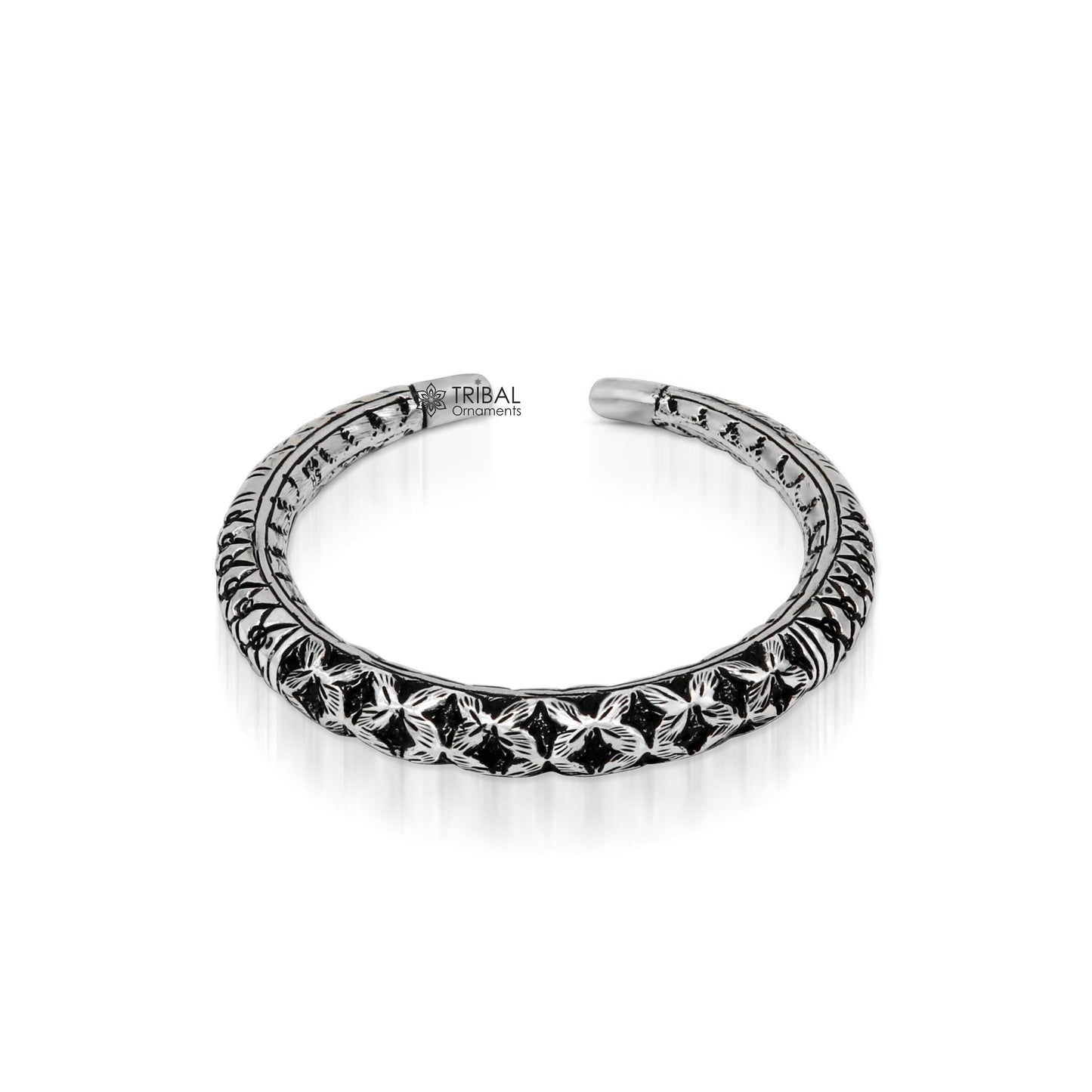 925 Sterling silver handmade chitai bangle bracelet kada tribal ethnic jewelry nsk826 - TRIBAL ORNAMENTS