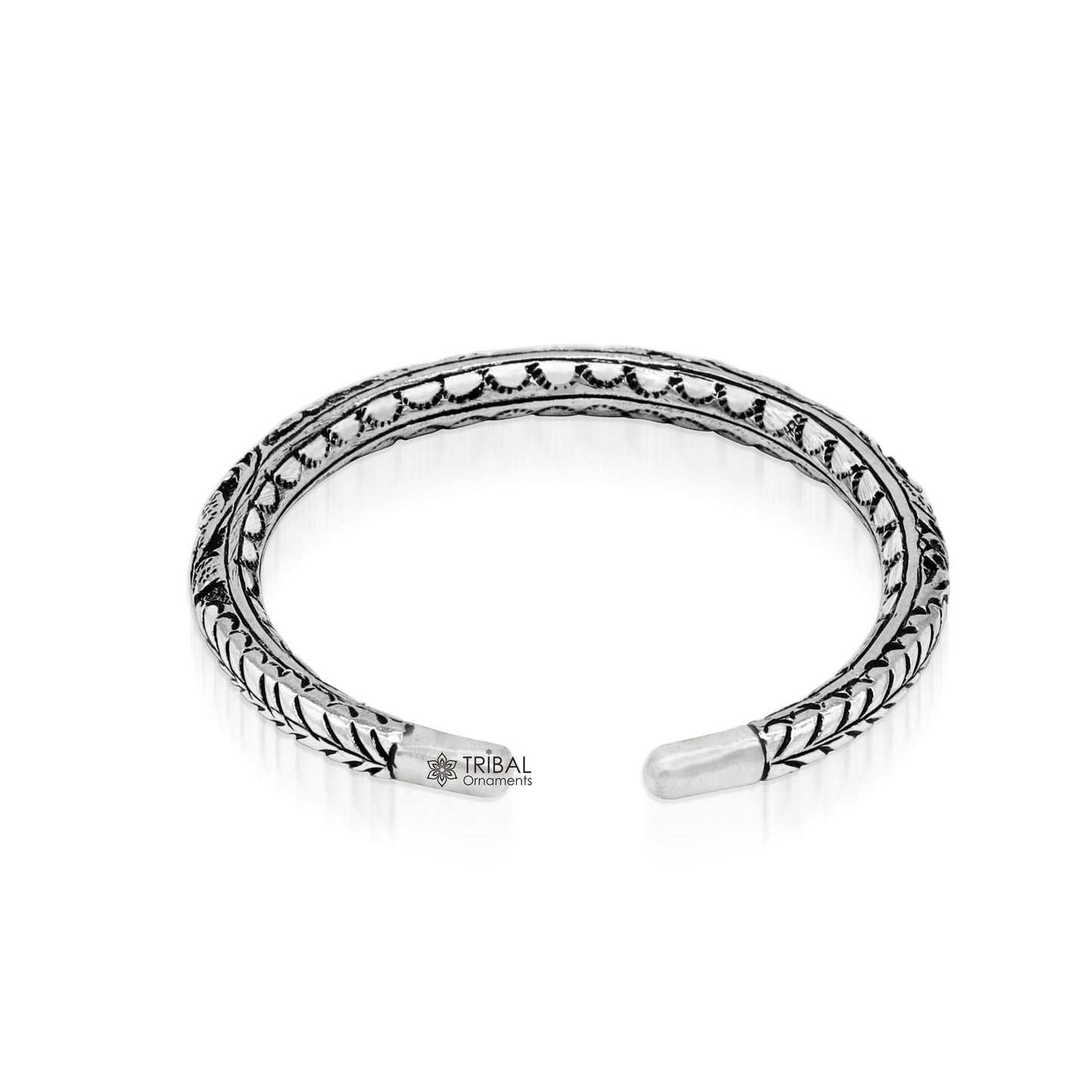 925 Sterling silver handmade chitai bangle bracelet kada tribal ethnic jewelry nsk827 - TRIBAL ORNAMENTS