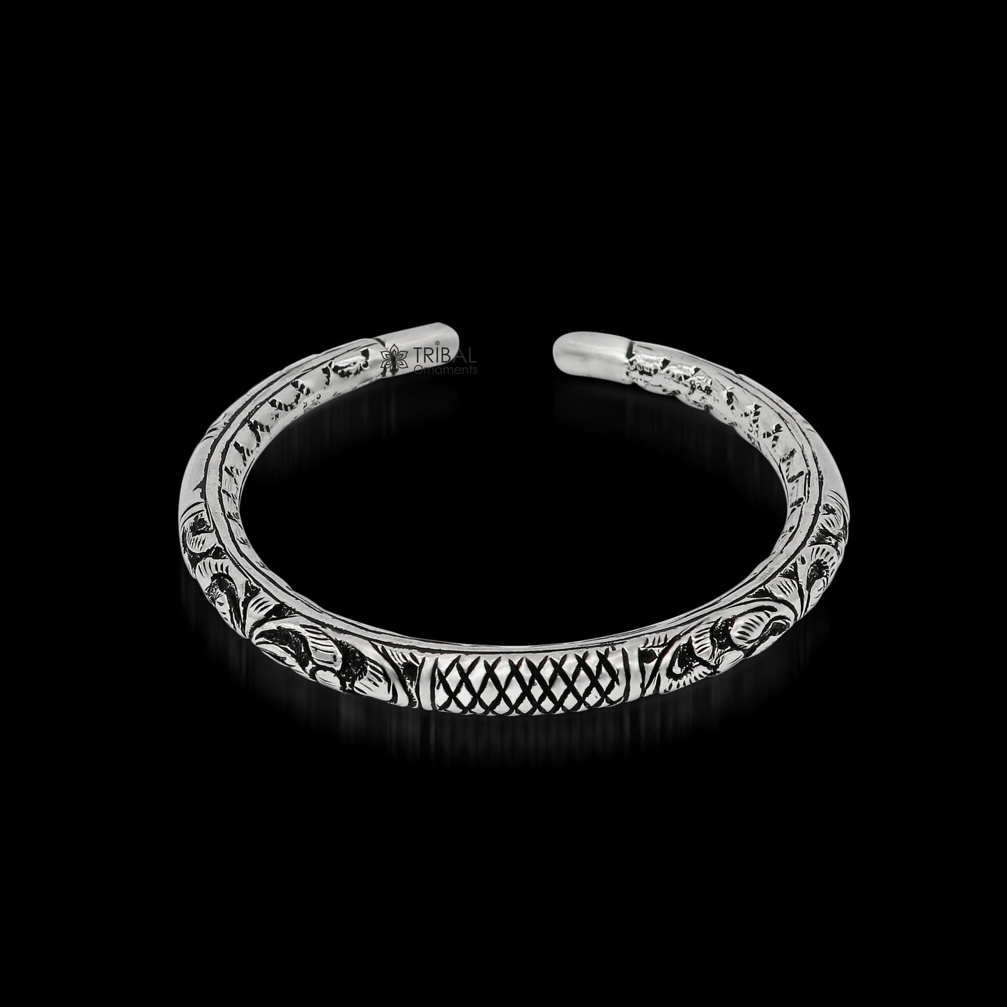 925 Sterling silver handmade chitai bangle bracelet kada tribal ethnic jewelry nsk828 - TRIBAL ORNAMENTS