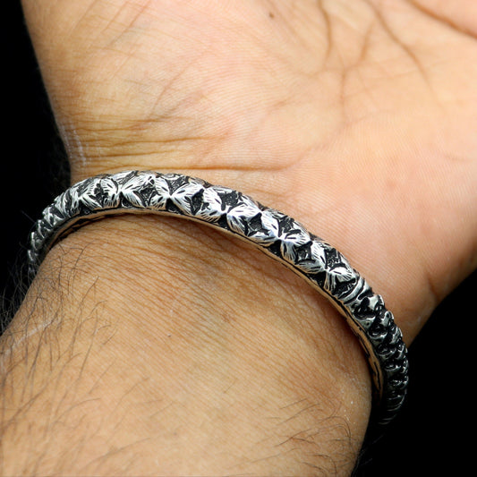 925 Sterling silver handmade chitai bangle bracelet kada tribal ethnic jewelry nsk830 - TRIBAL ORNAMENTS