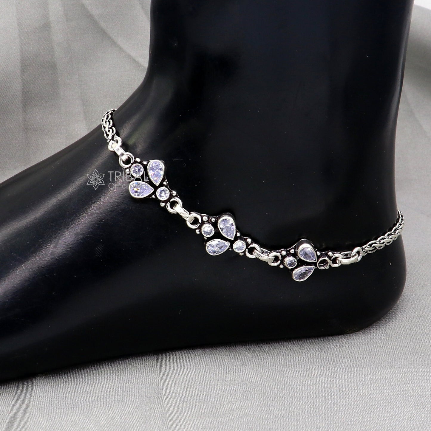 925 sterling silver handmade stylish cut stone anklets amazing Ankle bracelet for gifting belly dance jewelry ank636 - TRIBAL ORNAMENTS