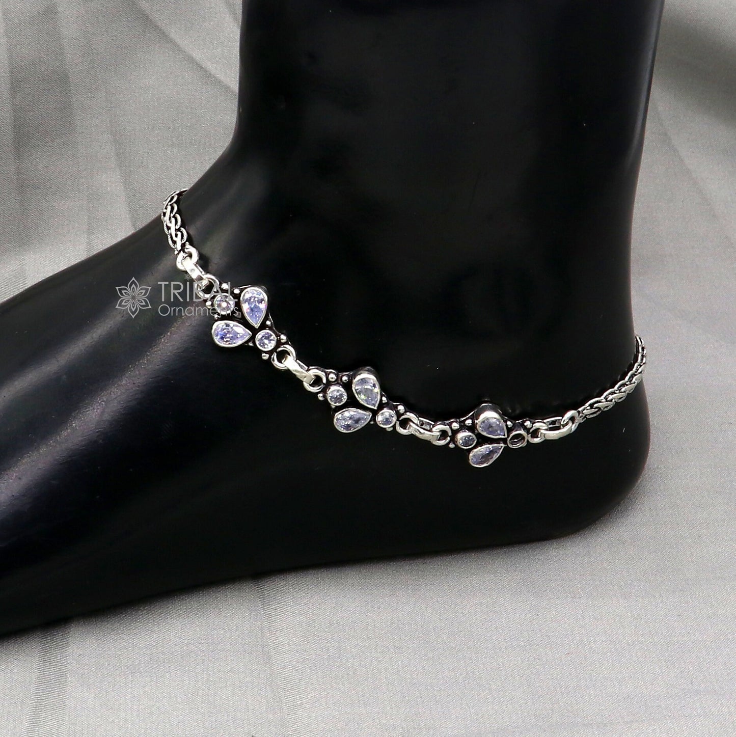 925 sterling silver handmade stylish cut stone anklets amazing Ankle bracelet for gifting belly dance jewelry ank636 - TRIBAL ORNAMENTS