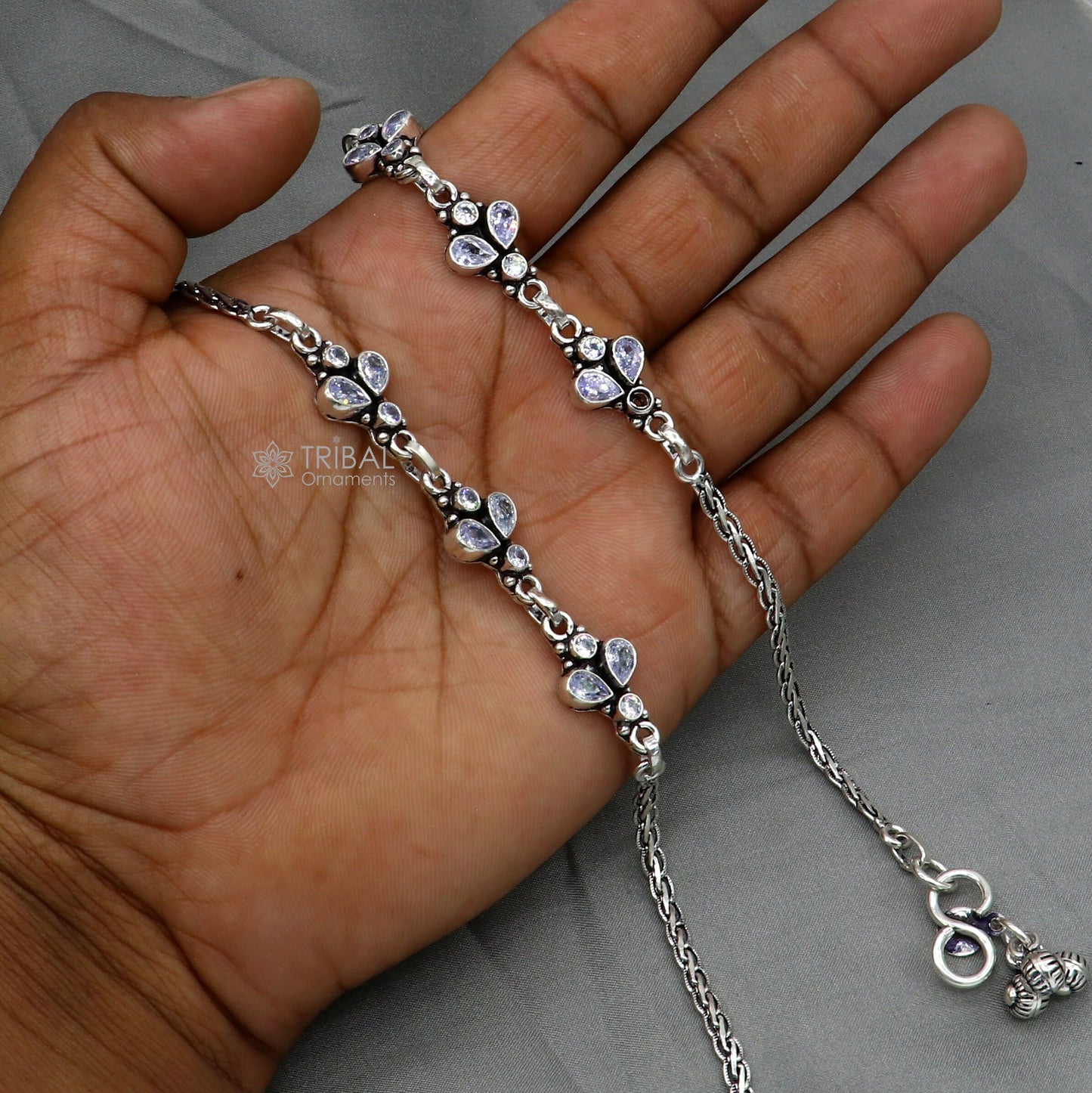 925 sterling silver handmade stylish cut stone anklets amazing Ankle bracelet for gifting belly dance jewelry ank636 - TRIBAL ORNAMENTS