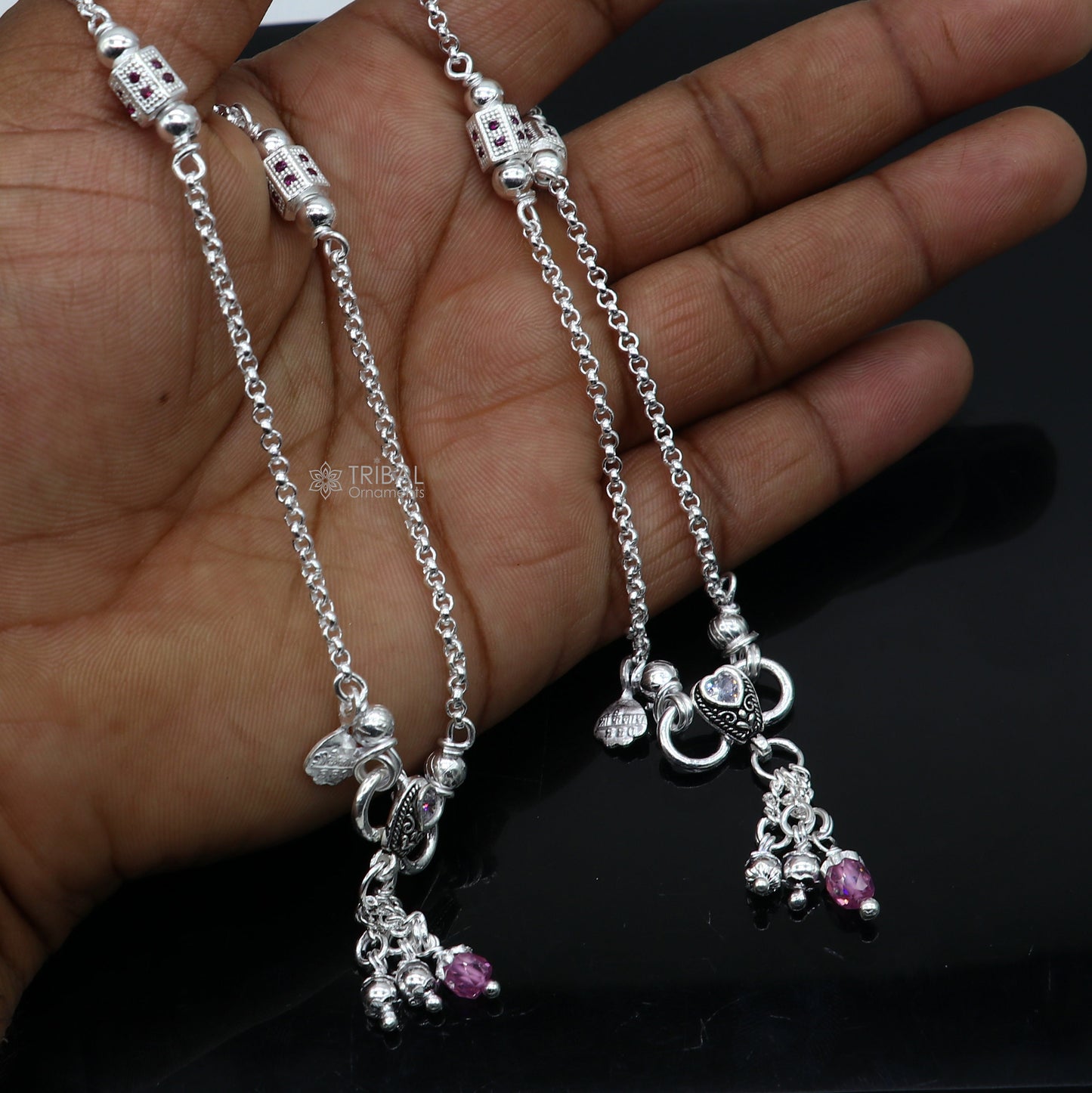925 sterling silver handmade light anklets/amazing Ankle bracelet gifting belly dance ethnic jewelry ank644 - TRIBAL ORNAMENTS