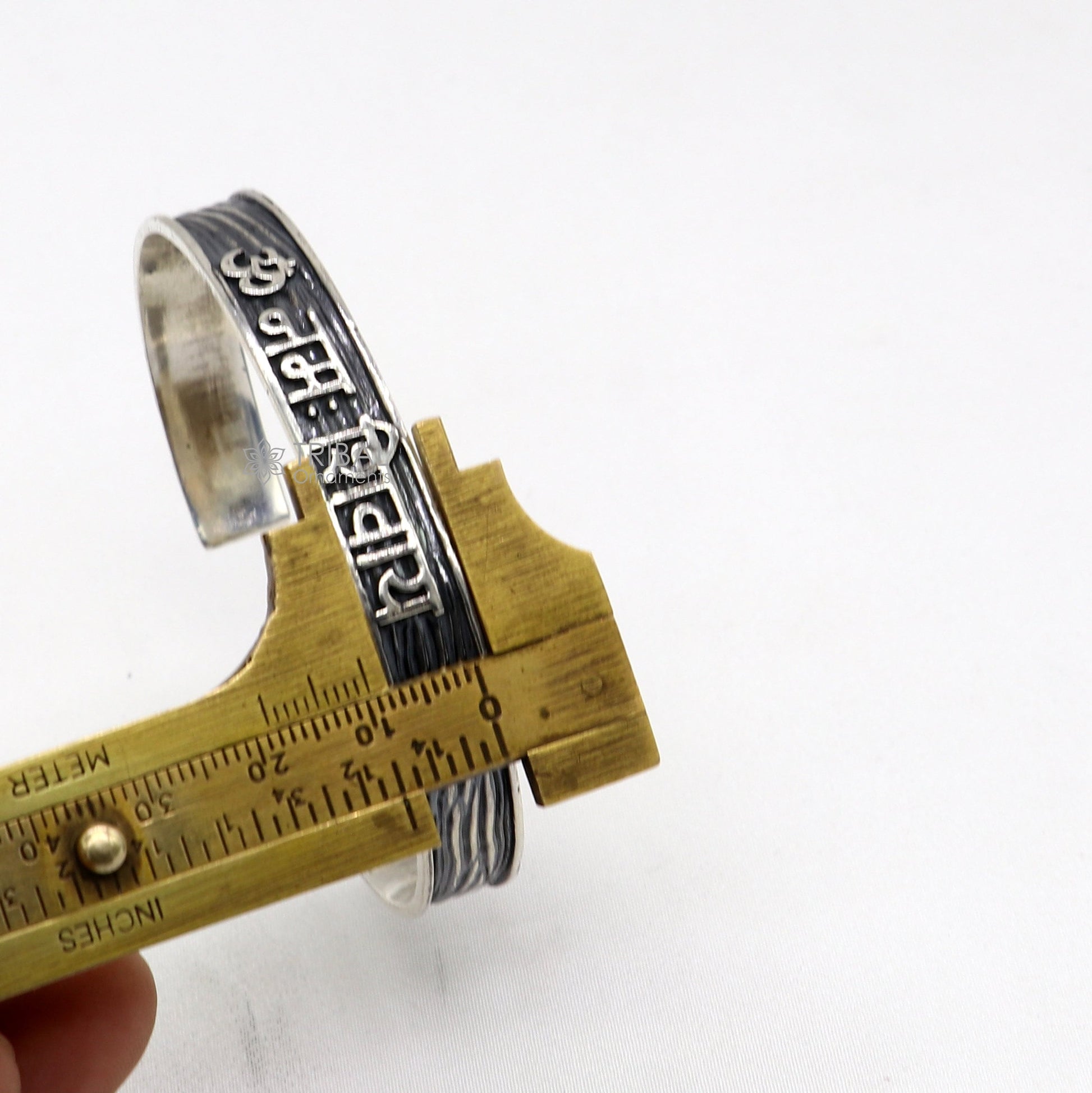 Handmade 925 Sterling silver Lord Shiva mantra bracelet "Aum Namah Shivay "Adjustable cuff kada bangle for mens and girls cuff228 - TRIBAL ORNAMENTS