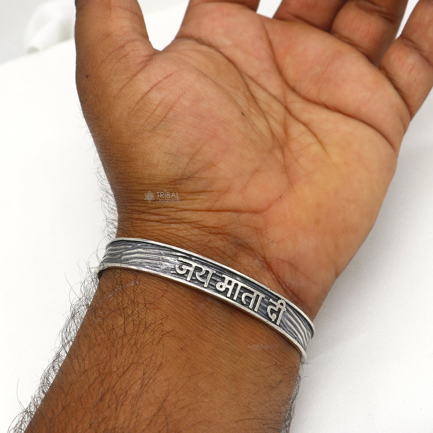 925 Sterling silver Goddess mantra bracelet "JAI MATA DI "Adjustable cuff kada bangle for mens and girls cuff234 - TRIBAL ORNAMENTS