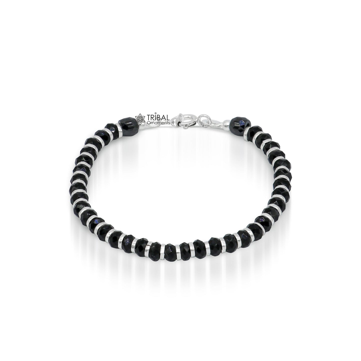 925 sterling silver black beads Nazariya double use bracelet or anklet, protect from evil eyes, new born baby bracelet bbr505 - TRIBAL ORNAMENTS