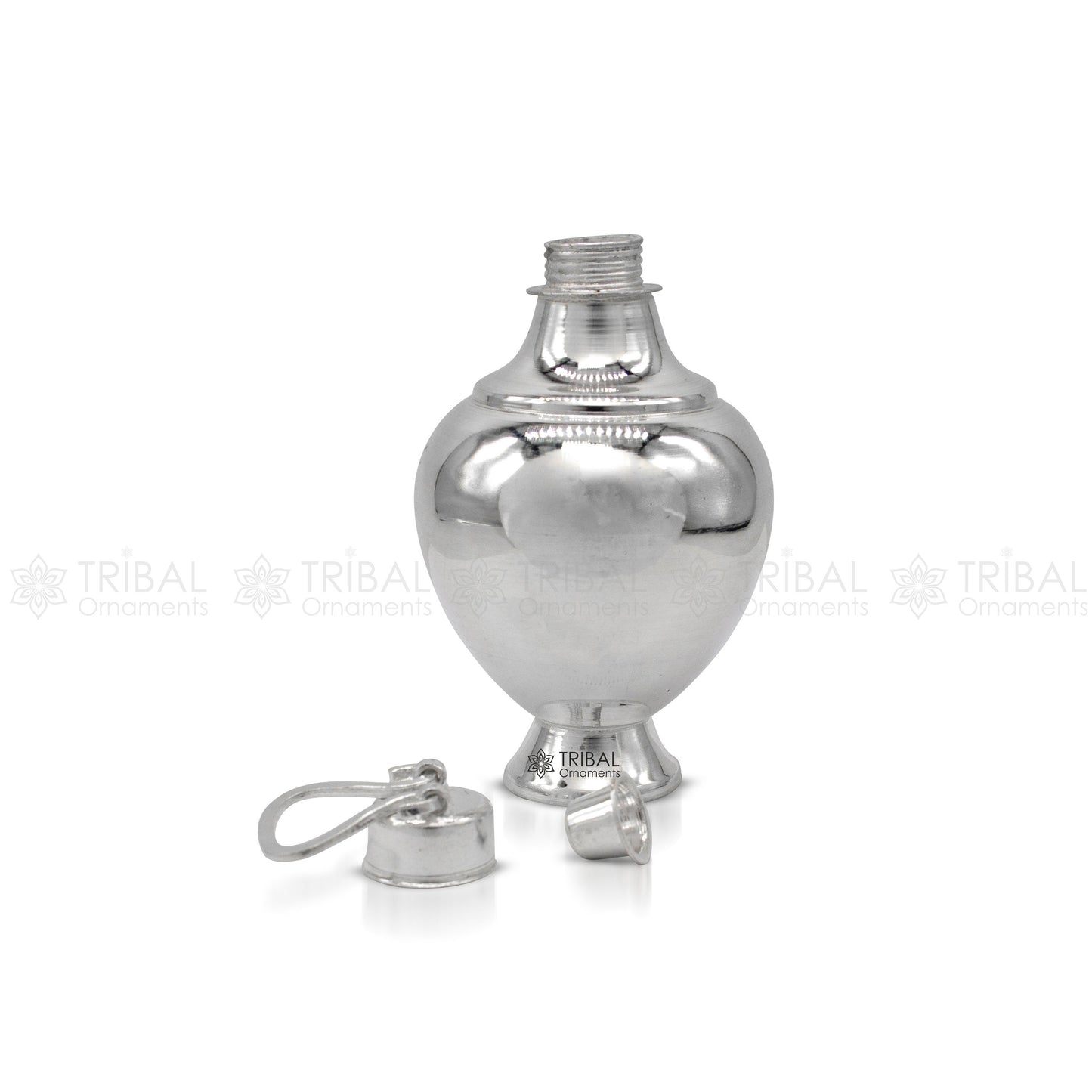 925 sterling silver handmade plain design holy divine Gangjali, Silver Gangajal pot, best silver water pot kalash puja utensils su1296 - TRIBAL ORNAMENTS