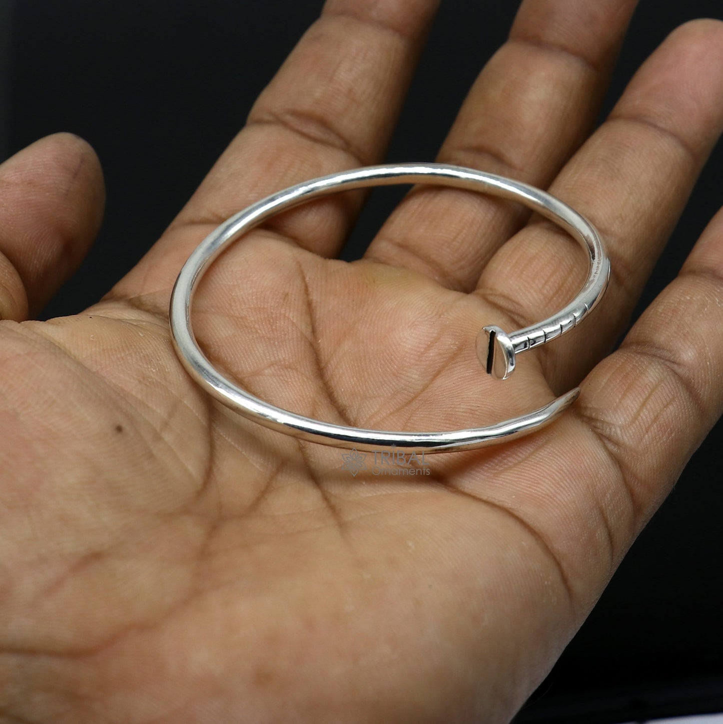 925 sterling silver handmade solid round plain adjustable cuff bracelet, cuff kada unsex gifting jewelry solid silver kada cuff160 - TRIBAL ORNAMENTS
