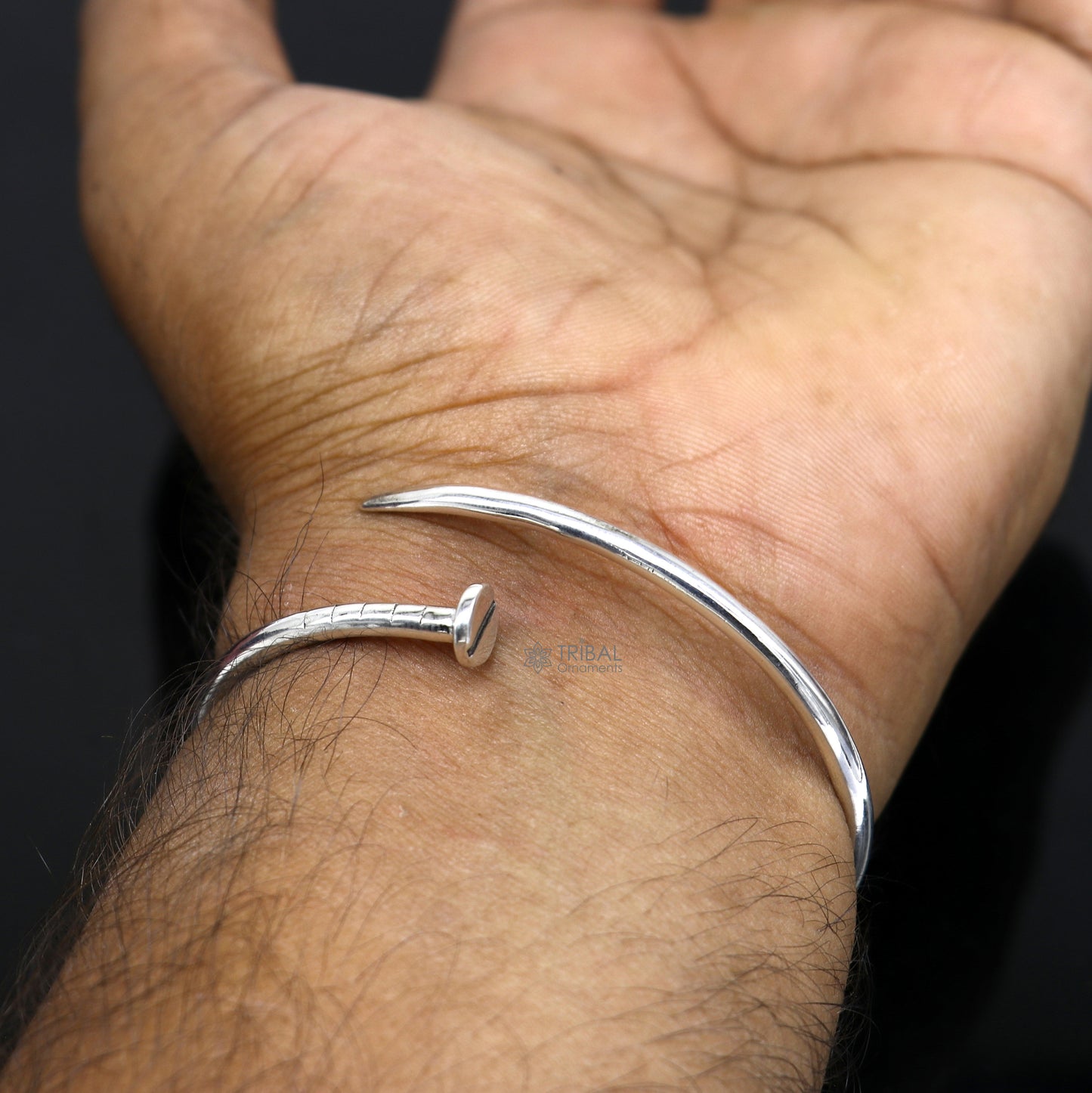 925 sterling silver handmade solid round plain adjustable cuff bracelet, cuff kada unsex gifting jewelry solid silver kada cuff160 - TRIBAL ORNAMENTS