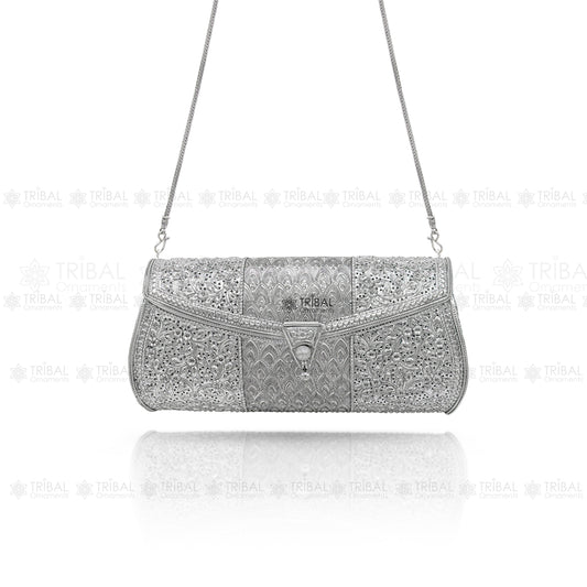 925 Sterling silver handmade hand bag/ purse /shoulder bag/Women Clutches bag001 - TRIBAL ORNAMENTS