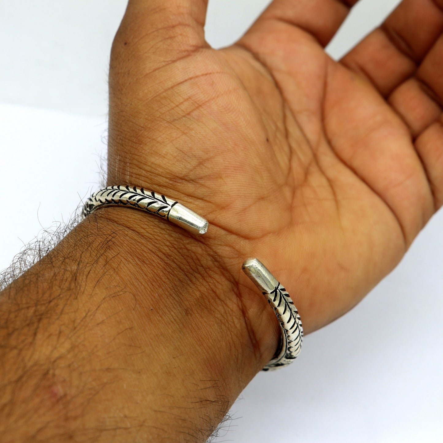 925 Sterling silver handmade chitai bangle bracelet kada tribal ethnic jewelry nsk827 - TRIBAL ORNAMENTS