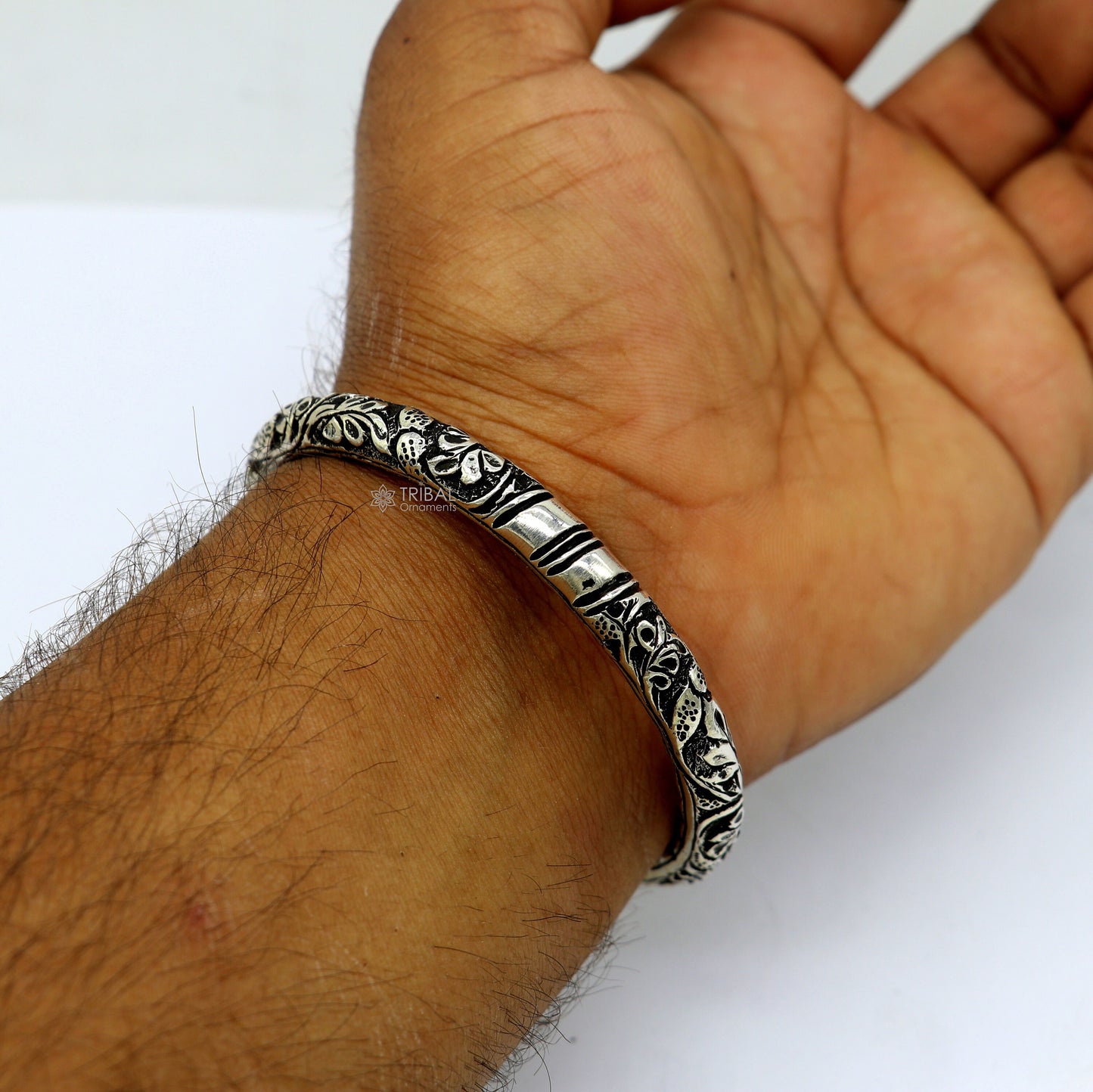 925 Sterling silver handmade chitai bangle bracelet kada tribal ethnic jewelry nsk827 - TRIBAL ORNAMENTS