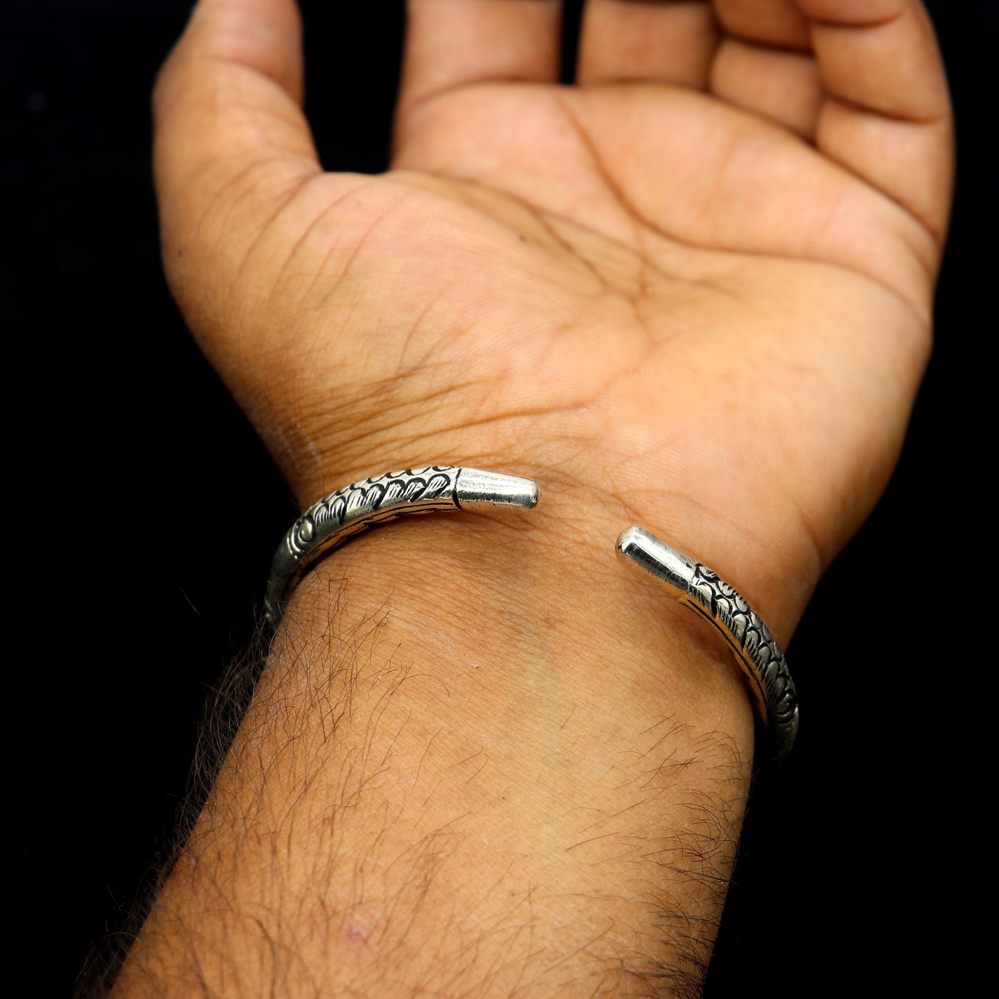 925 Sterling silver handmade chitai bangle bracelet kada tribal ethnic jewelry nsk828 - TRIBAL ORNAMENTS