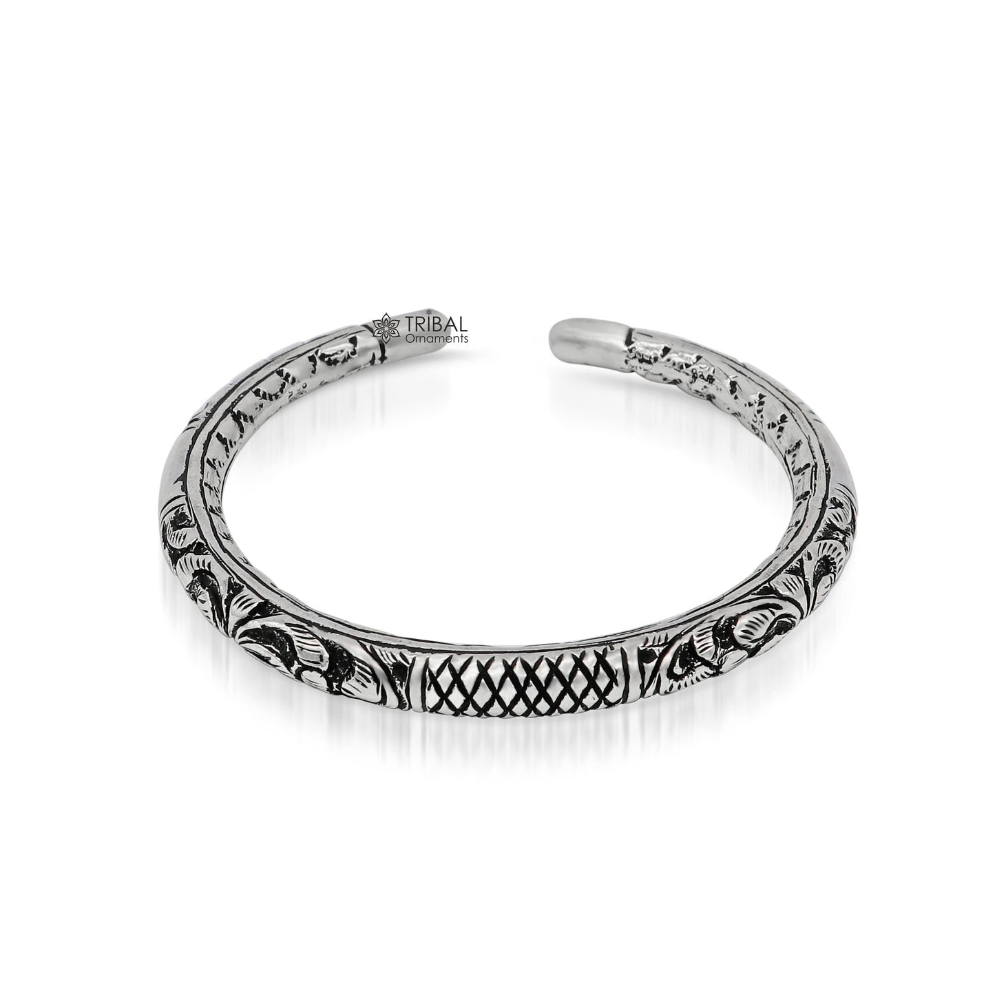 925 Sterling silver handmade chitai bangle bracelet kada tribal ethnic jewelry nsk828 - TRIBAL ORNAMENTS