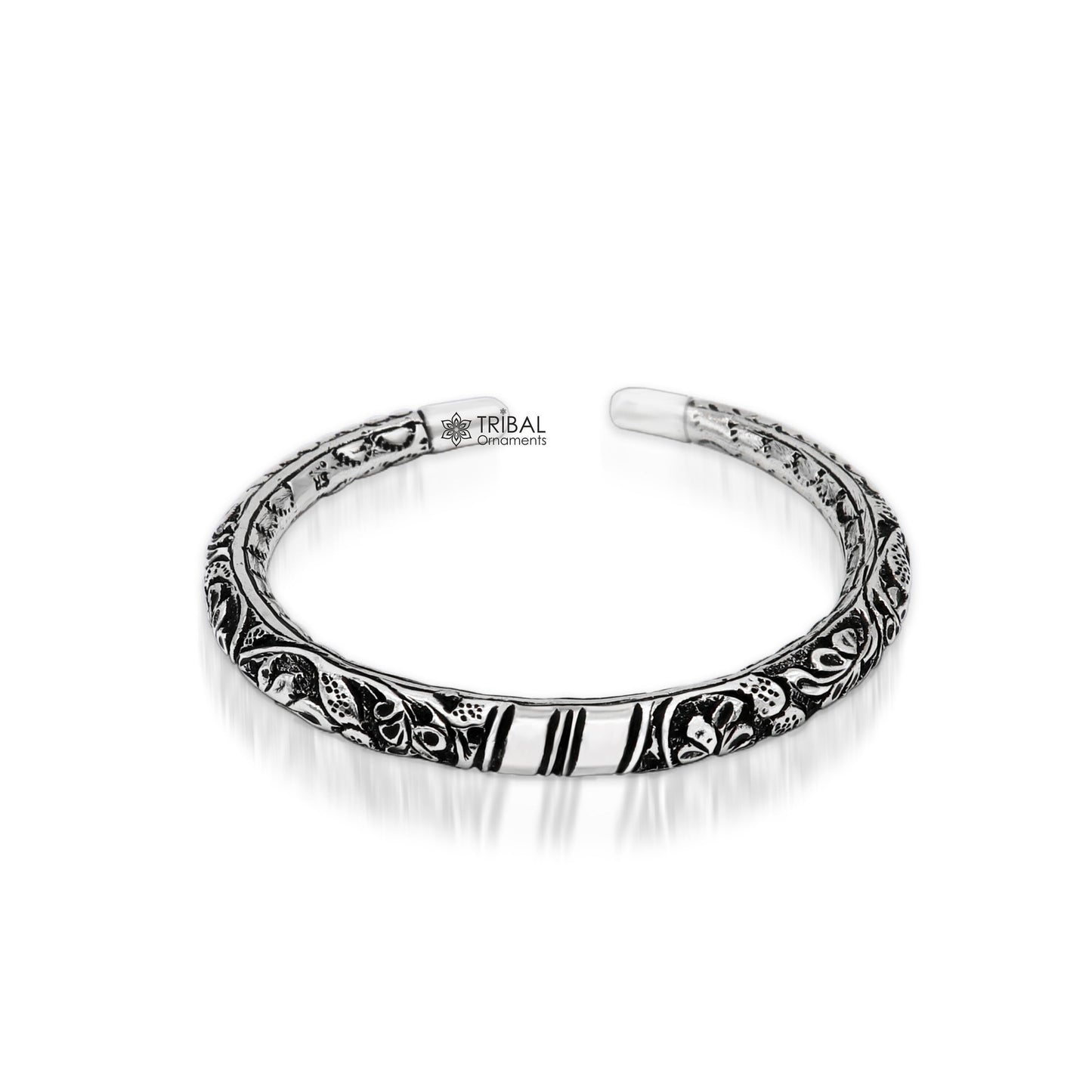925 Sterling silver handmade chitai bangle bracelet kada tribal ethnic jewelry nsk827 - TRIBAL ORNAMENTS