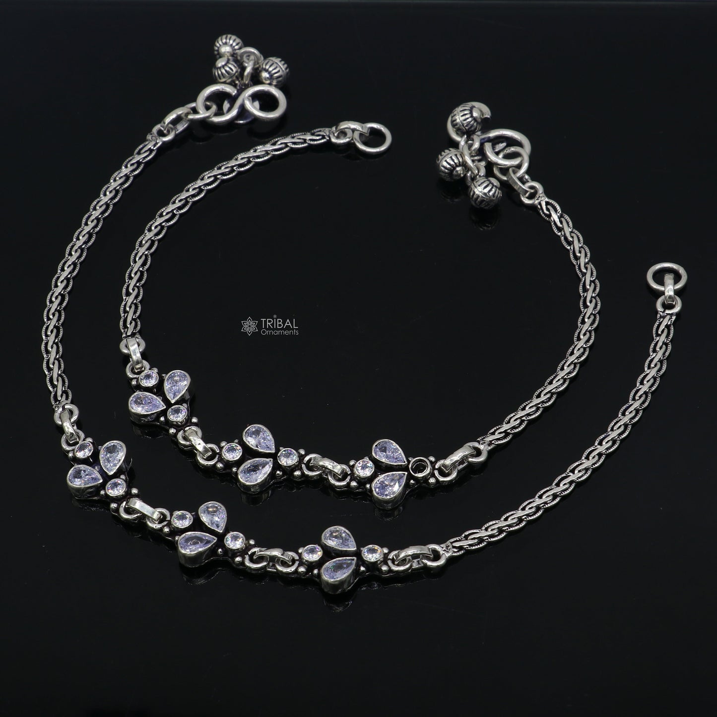 925 sterling silver handmade stylish cut stone anklets amazing Ankle bracelet for gifting belly dance jewelry ank636 - TRIBAL ORNAMENTS