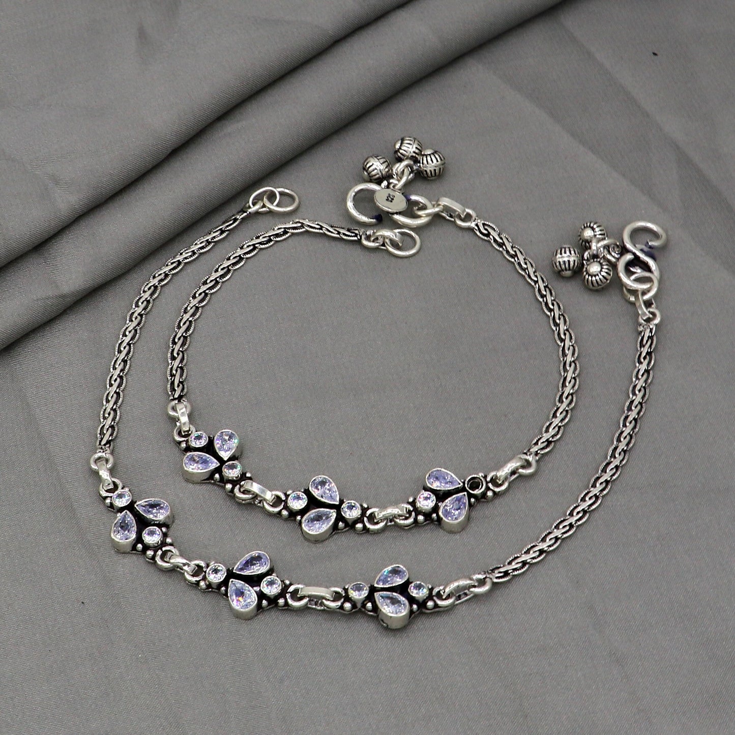 925 sterling silver handmade stylish cut stone anklets amazing Ankle bracelet for gifting belly dance jewelry ank636 - TRIBAL ORNAMENTS