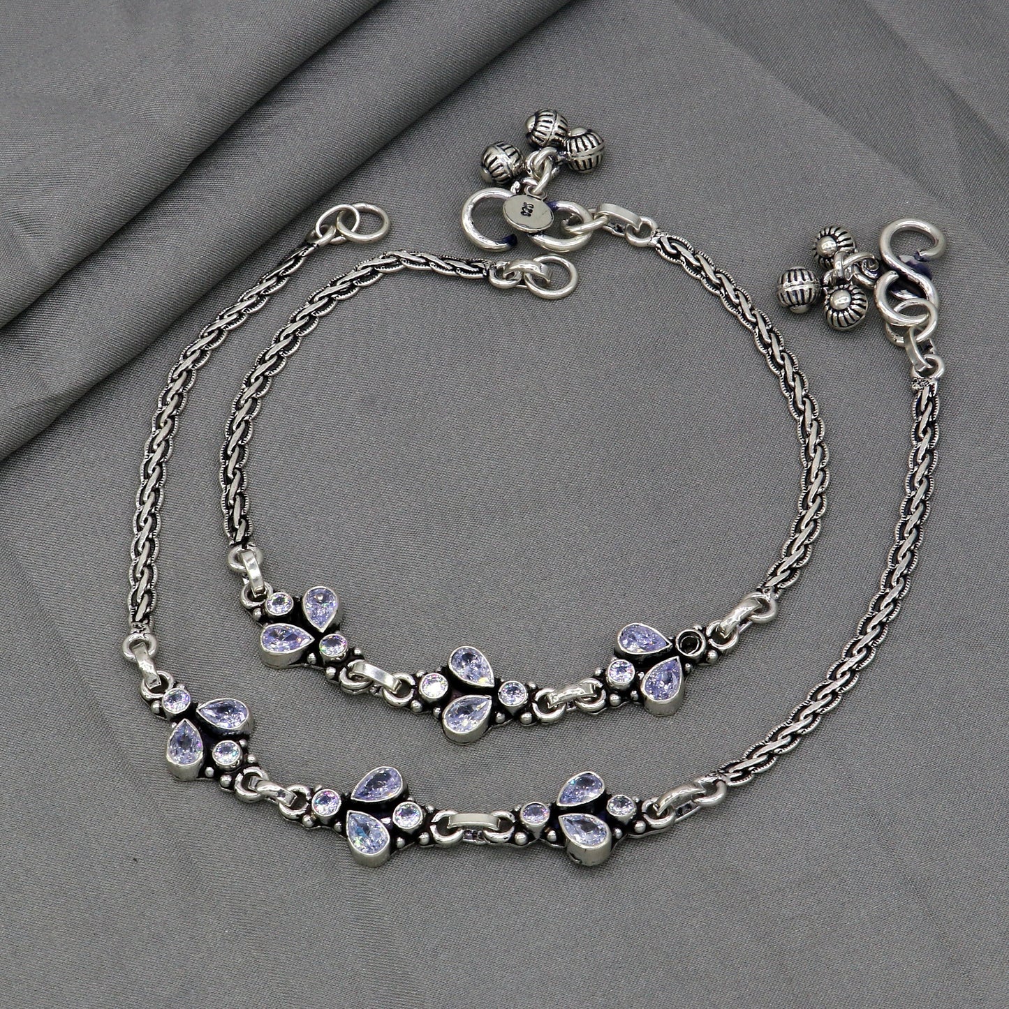 925 sterling silver handmade stylish cut stone anklets amazing Ankle bracelet for gifting belly dance jewelry ank636 - TRIBAL ORNAMENTS