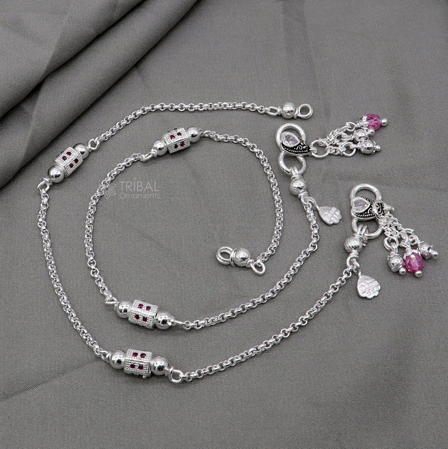925 sterling silver handmade light anklets/amazing Ankle bracelet gifting belly dance ethnic jewelry ank644 - TRIBAL ORNAMENTS