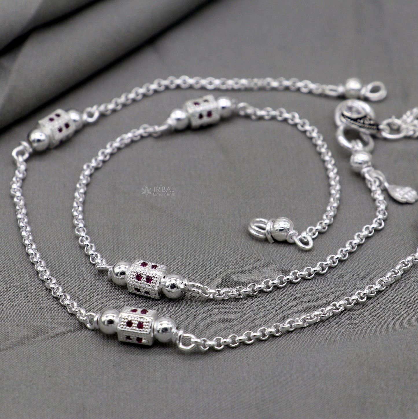 925 sterling silver handmade light anklets/amazing Ankle bracelet gifting belly dance ethnic jewelry ank644 - TRIBAL ORNAMENTS
