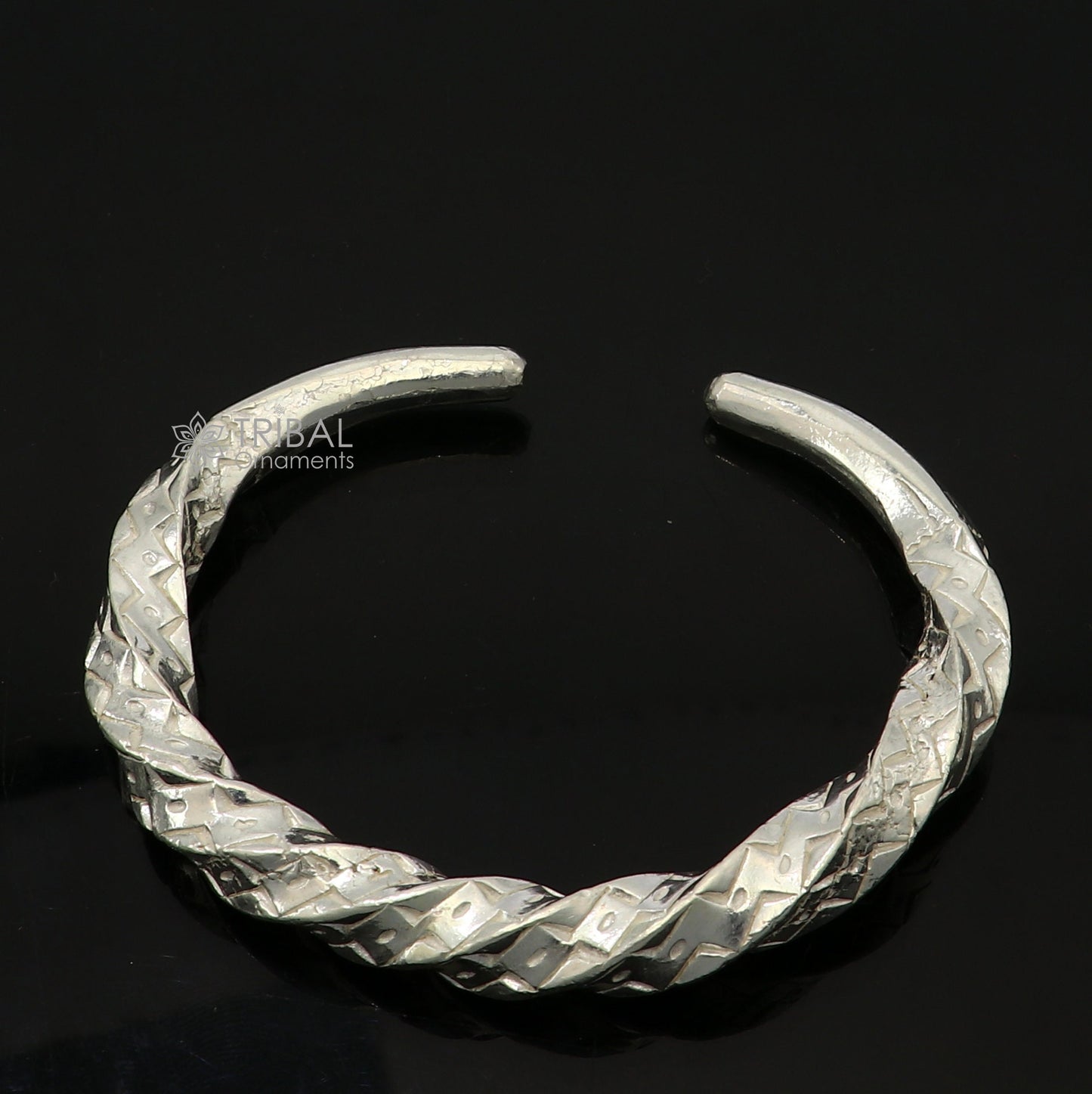 925 sterling silver solid adjustable heavy kada bracelet for men, amazing indian traditional cultural design plain kada nsk835 - TRIBAL ORNAMENTS