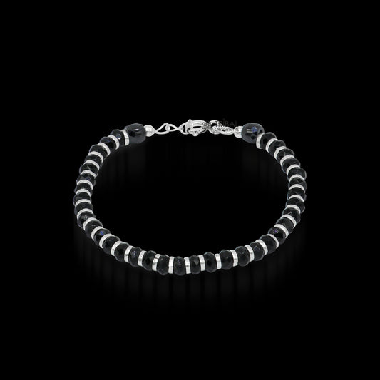 925 sterling silver black beads Nazariya double use bracelet or anklet, protect from evil eyes, new born baby bracelet bbr505 - TRIBAL ORNAMENTS