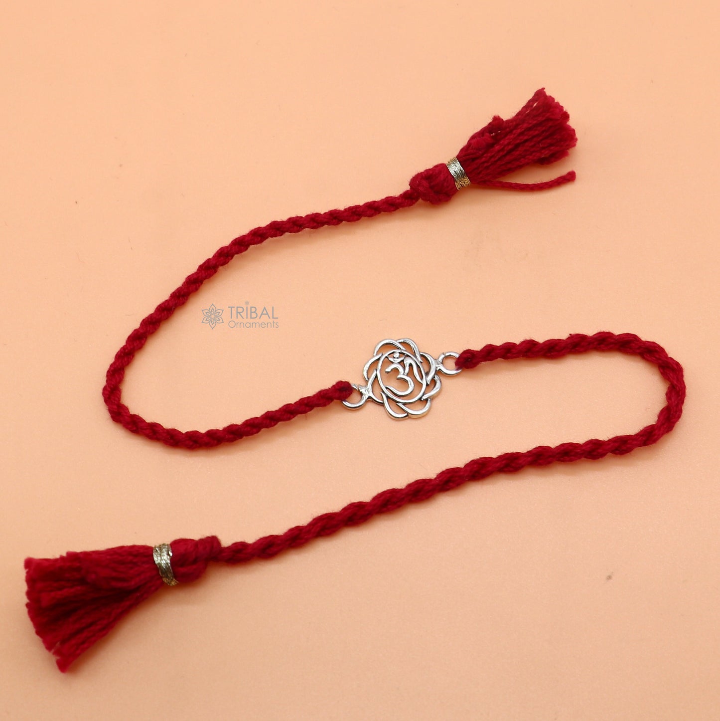 925 Sterling silver HINDU Mantra "Aum"/ OM design pendant Rakhi bracelet. best gift for your brother's on special Rakshabandhan festival rk313 - TRIBAL ORNAMENTS