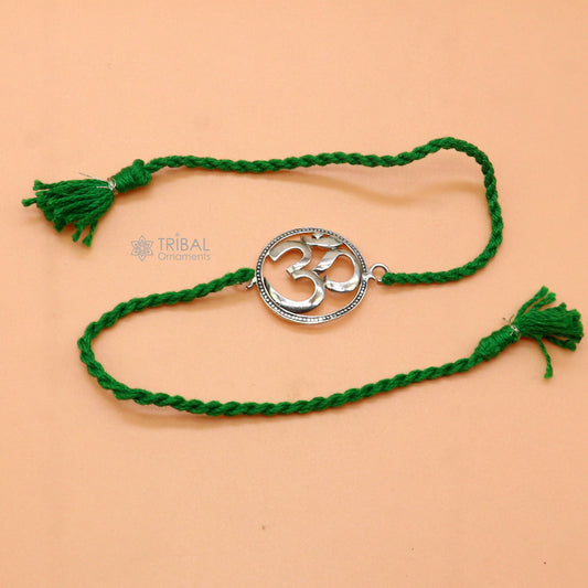 925 Sterling silver HINDU Mantra "Aum"/ OM design pendant Rakhi bracelet. best gift for your brother's on special Rakshabandhan festival rk314 - TRIBAL ORNAMENTS