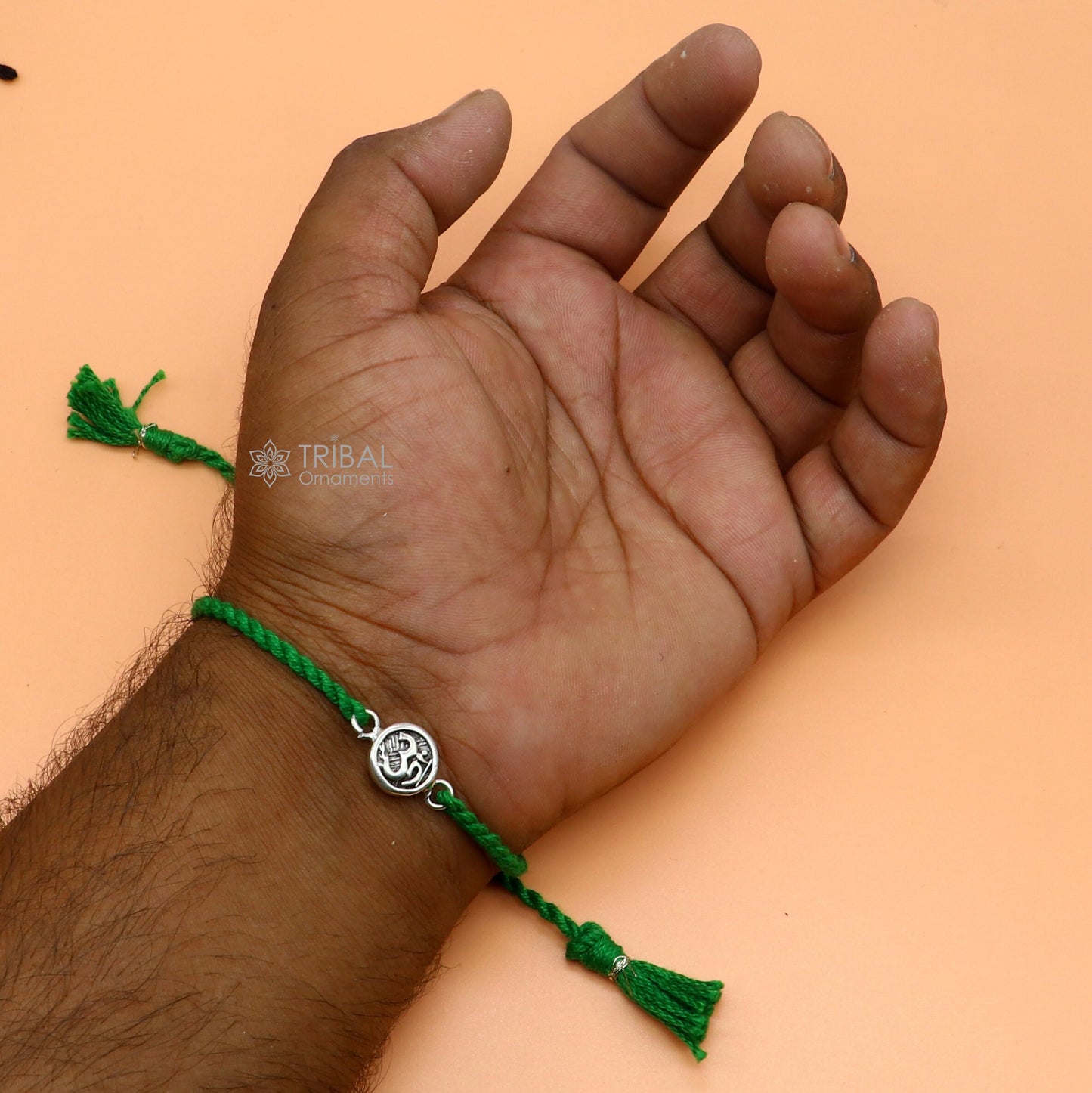 925 Sterling silver HINDU Mantra "Aum"/ OM design pendant Rakhi bracelet. best gift for your brother's on special Rakshabandhan festival rk315 - TRIBAL ORNAMENTS