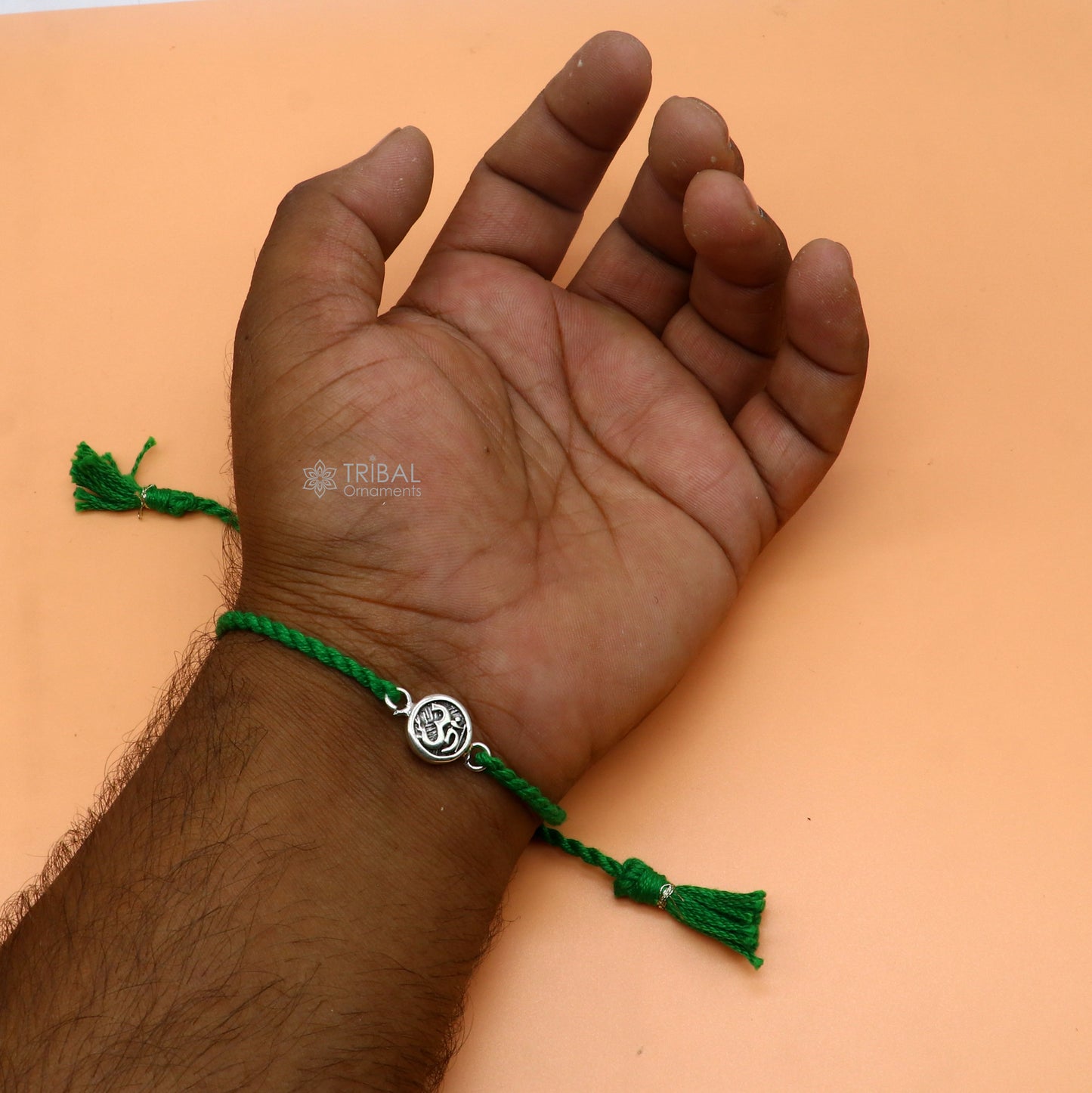 925 Sterling silver HINDU Mantra "Aum"/ OM design pendant Rakhi bracelet. best gift for your brother's on special Rakshabandhan festival rk315 - TRIBAL ORNAMENTS