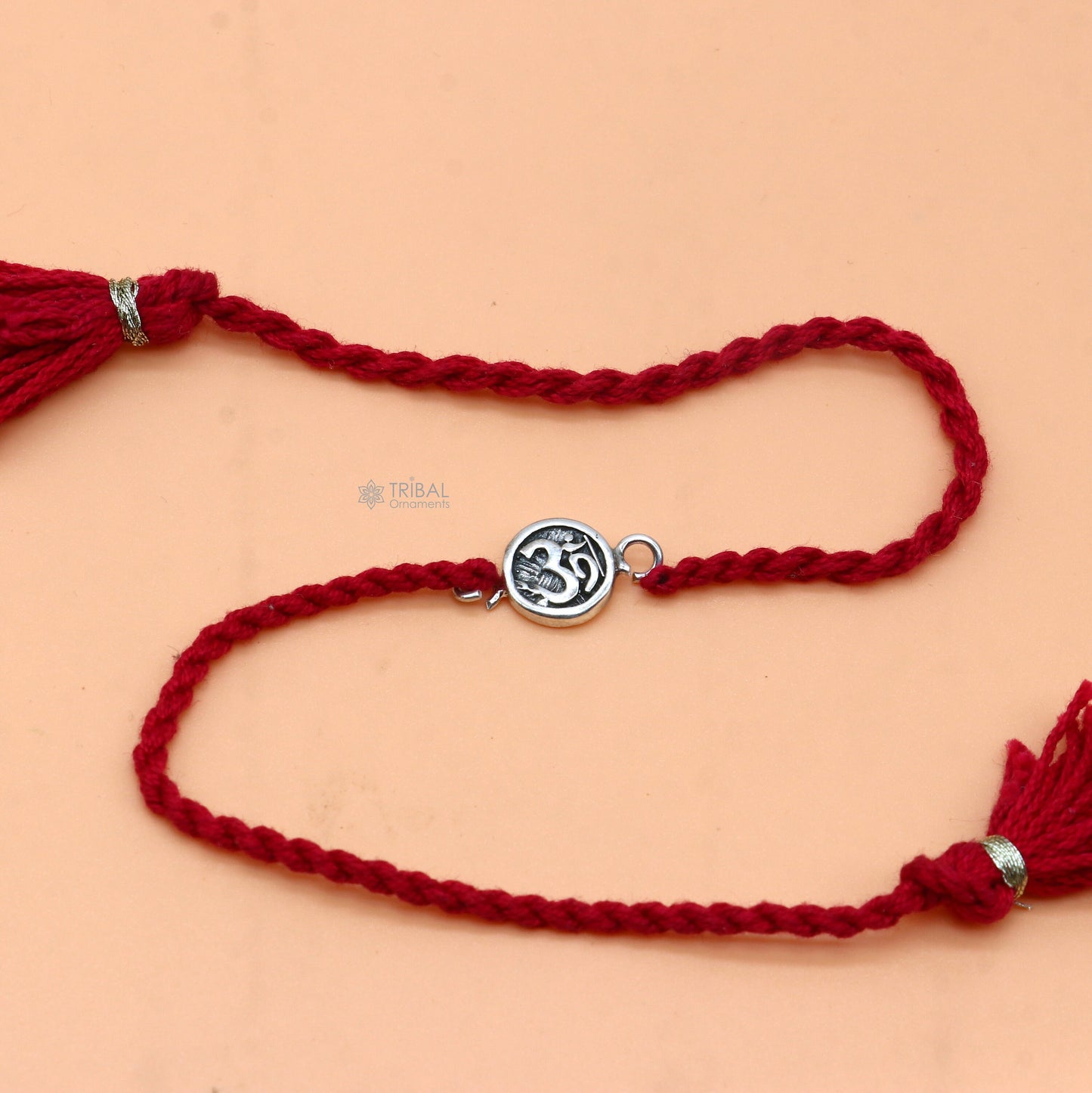 925 Sterling silver HINDU Mantra "Aum"/ OM design pendant Rakhi bracelet. best gift for your brother's on special Rakshabandhan festival rk315 - TRIBAL ORNAMENTS